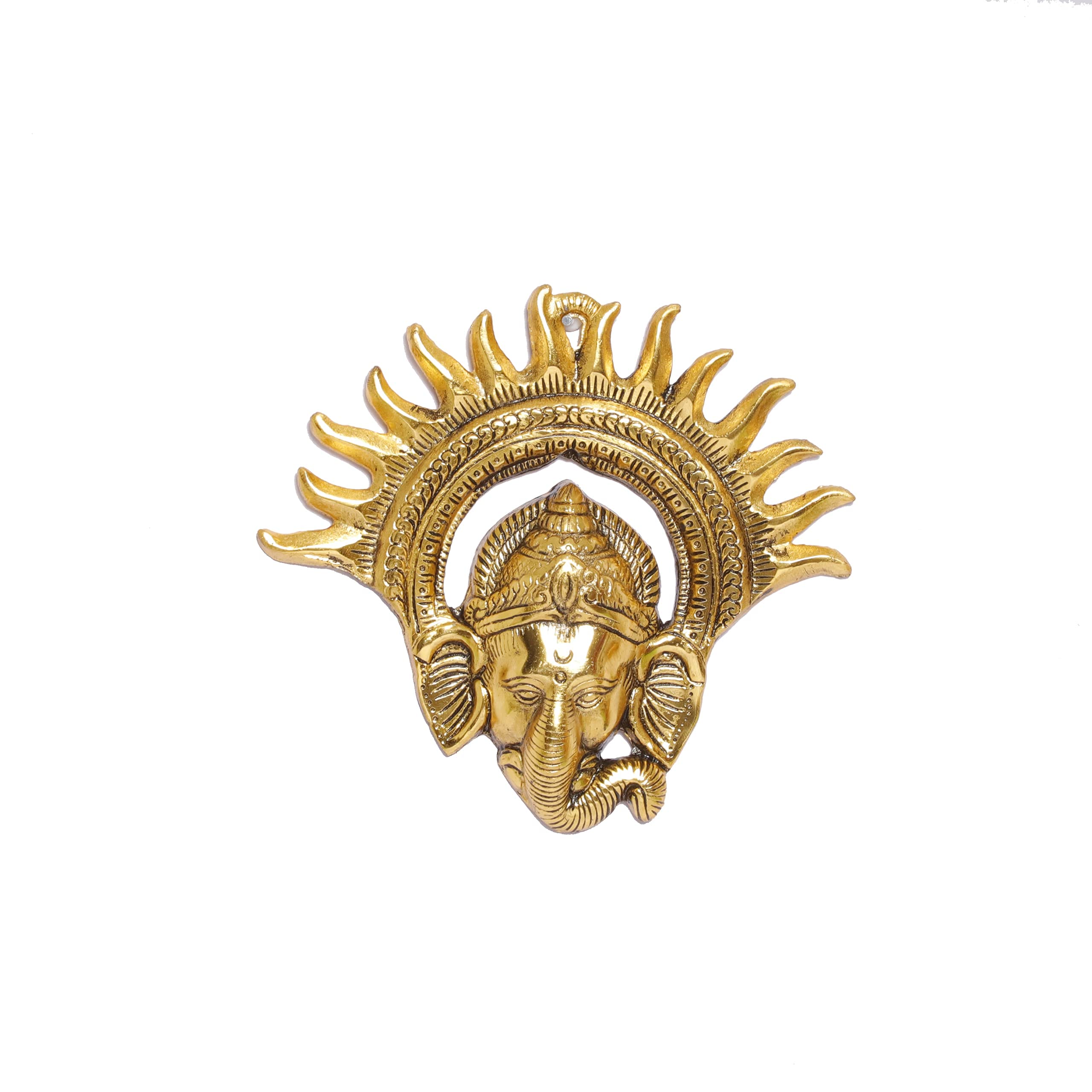 Prince Home Decor & Gifts Metal Golden Ganesha Wall Hanging Sculpture Lord Ganesh Idol Ganpati Lucky Feng Shui Wall Decor Arts,R