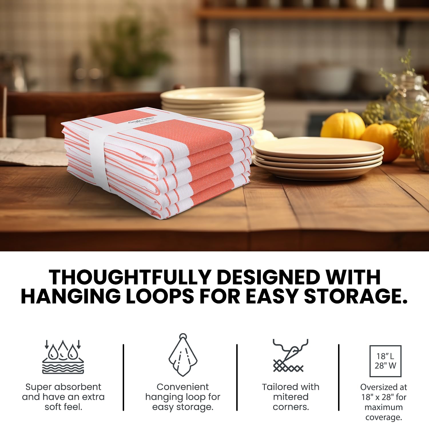 Candy Cottons Stripe Kitchen Towels Decor Mordern Design Centreband Tea Dish Towels Boho Stripe Absorbent Festive Gift Set Of 6