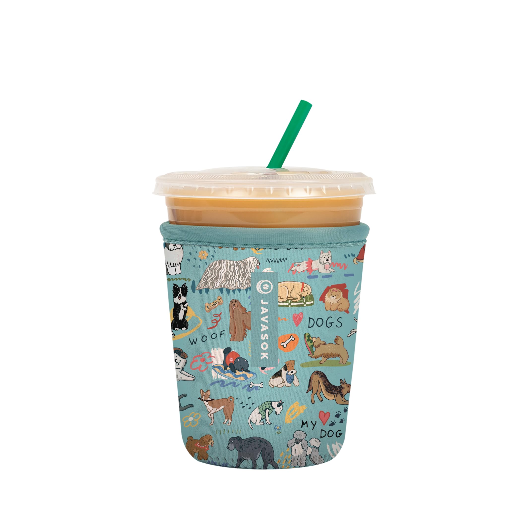 Sok It JavaSok Iced Coffee & Cold Soda Insulated Neoprene Cup Sleeve (Dog Days Forever, Small: 16-20oz)