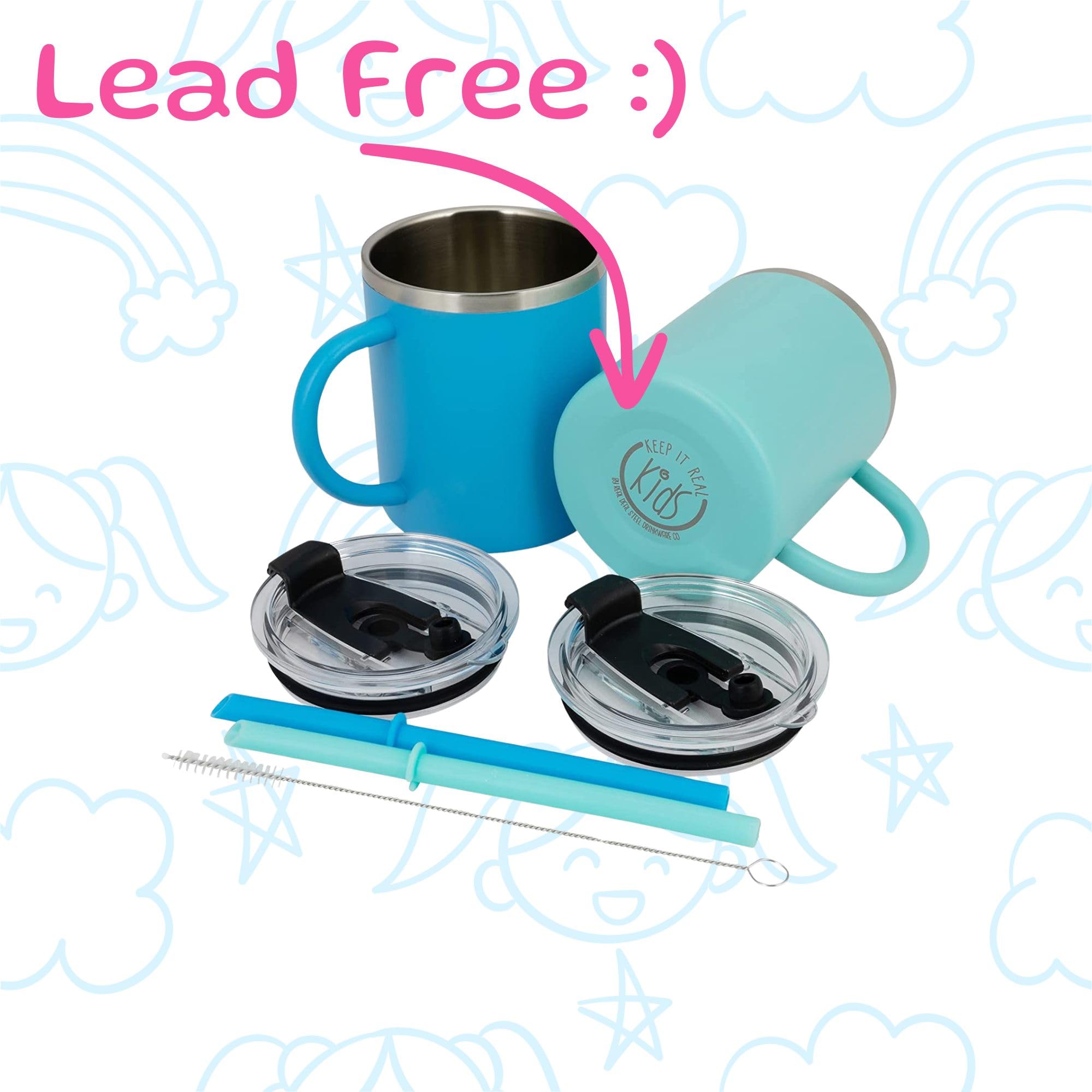 Real Deal Steel ''Keep It Real Kids Mugs - 100% Lead And Bpa Free Kids Coffee Mug For Hot Chocolate - Set Of 2