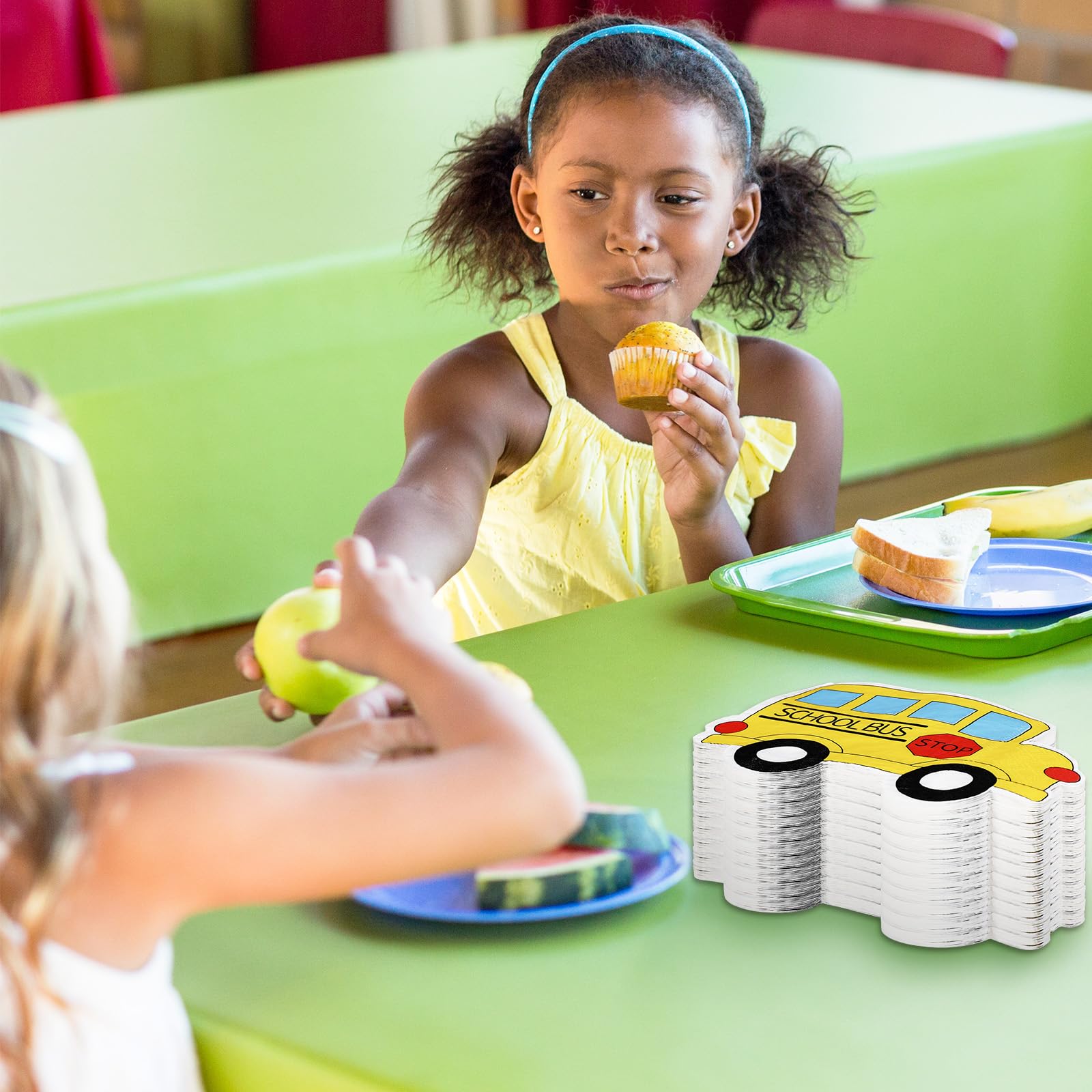 Whaline 100Pcs Back To School Paper Napkin Yellow School Bus Disposable Napkins School Season Luncheon Dinner Napkin For First D