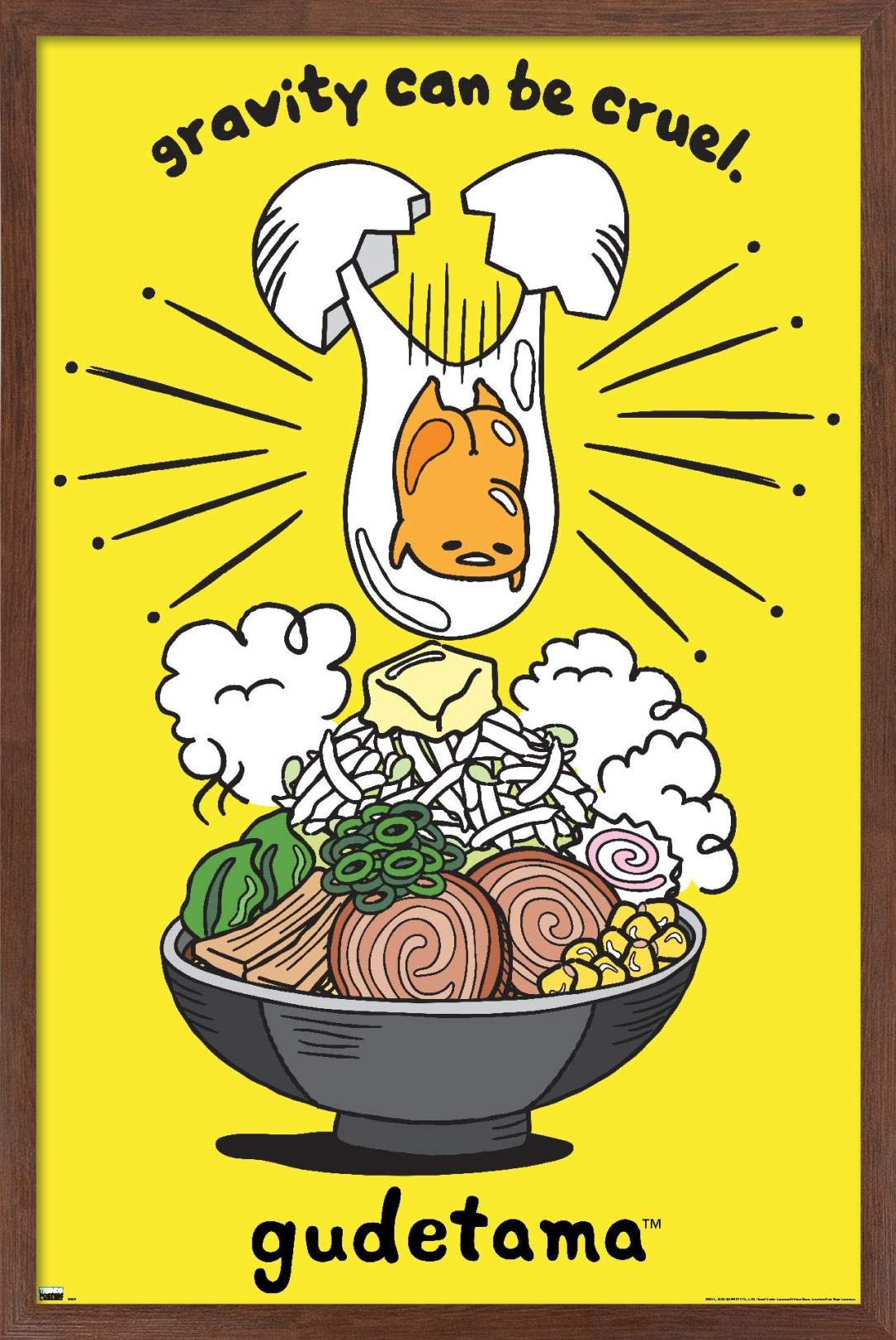 Trends International Gudetama - Gravity Wall Poster, 22.375'' X 34'', Mahogany Framed Version