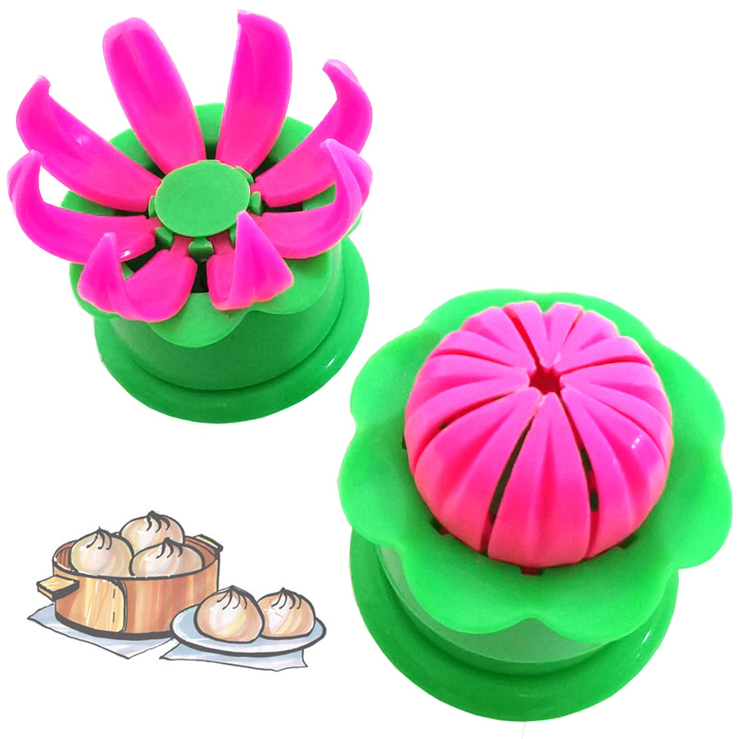 Goeielewe 2-Pack Steamed Stuffed Bun Making Mold, Pastry Pie Steam Bun Dumpling Maker Mould, Empanada Mold Kitchen Tool Baking A