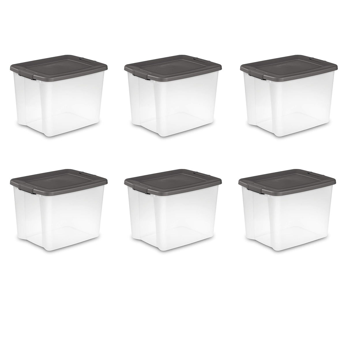 Sterilite 50 Qt Shelftote, Stackable Storage Bin With Latching Lid, Plastic Container To Organize Closet Shelves, Clear Base And