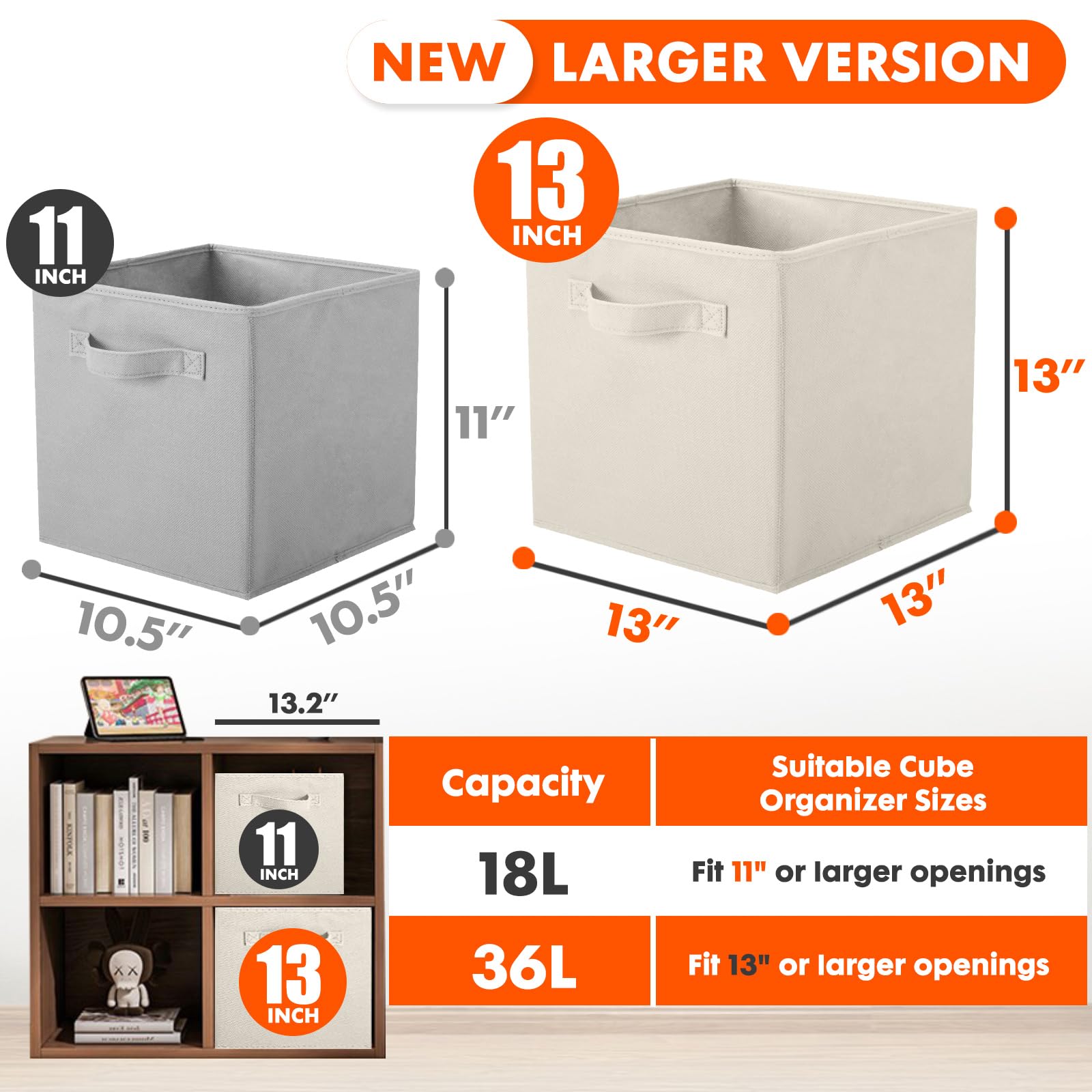 Shellkingdom Storage Bins, Foldable Fabric Storage Cubes And Cloth Storage Organizer Drawer For Closet And Toys Storage, 13 X 13