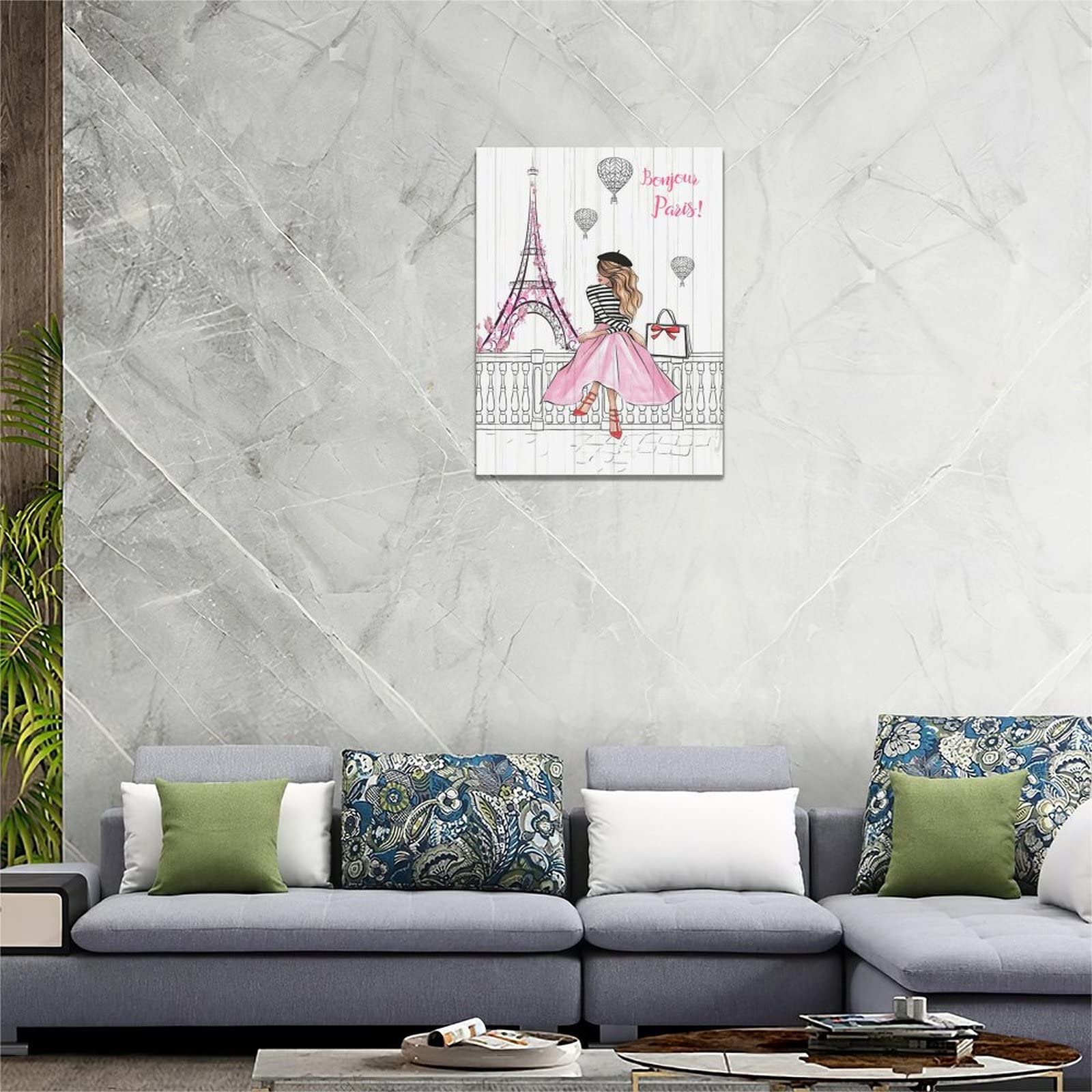 Pink Eiffel Tower Wall Art Romantic Paris Fashion Women Canvas Wall Decor Butterfly Eiffel Tower Picture Painting Print Modern A