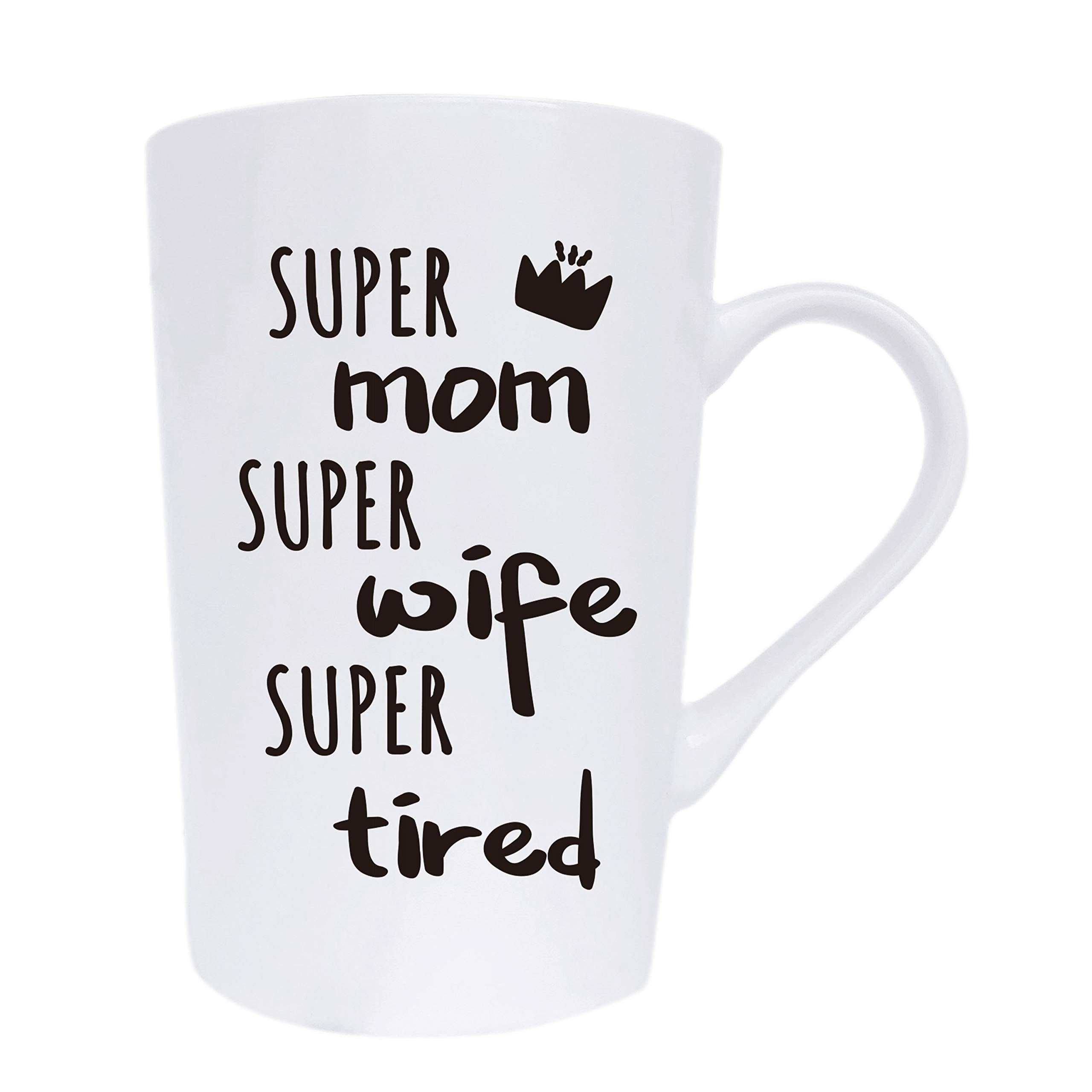 Mauag Mother'S Day Gifts Funny Coffee Mug For Mom Wife Christmas Gifts, Super Mom Super Wife Super Tired Cute Present From Daugh