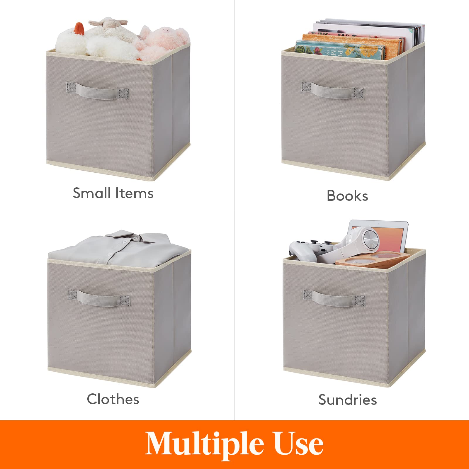 Lifewit Collapsible Storage Cubes 11 Inch Foldable Fabric Bins Organizing Baskets For Shelves Set Of 6 Light Grey