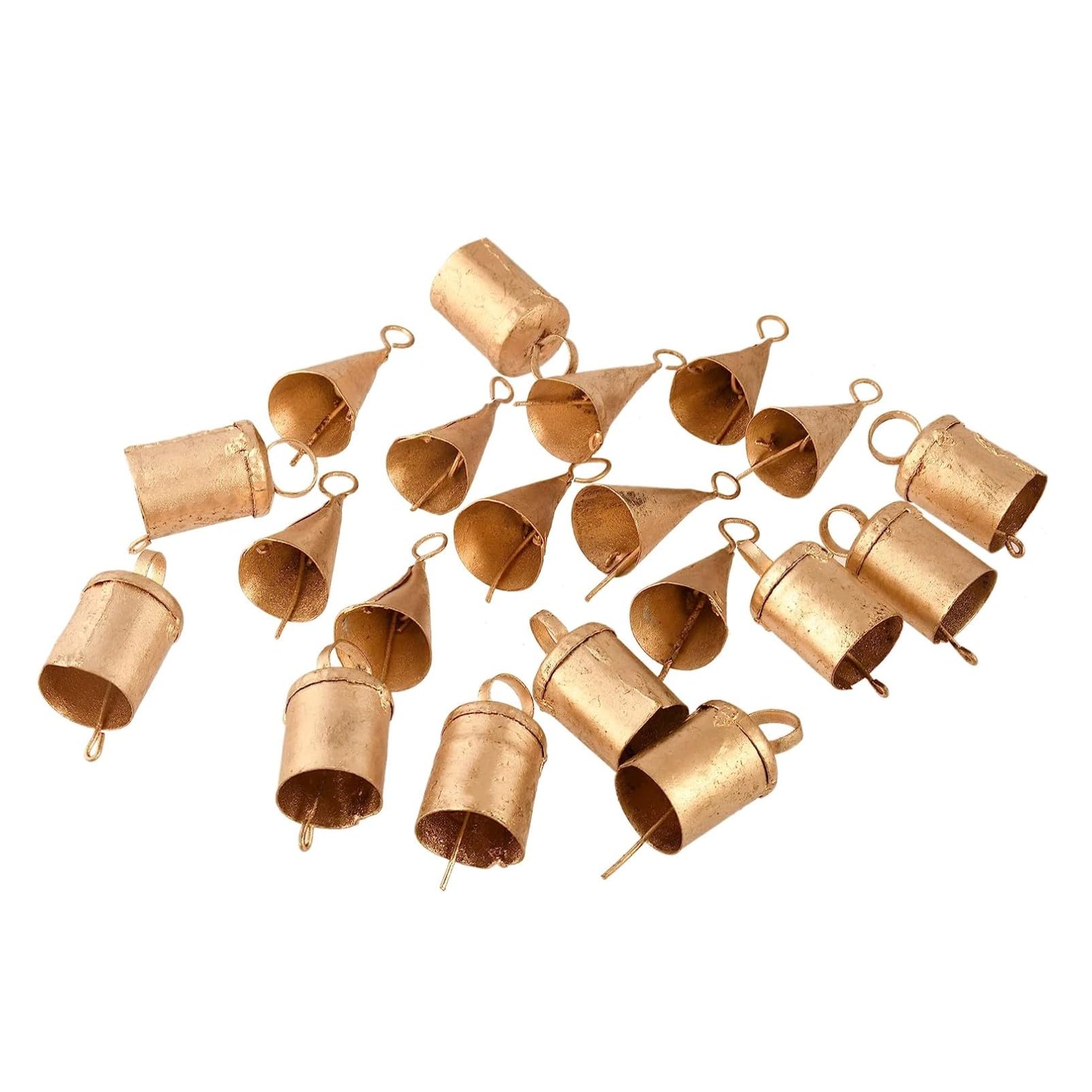 Set of 20 Christmas Bells for Decoration - Small Jingle Bells, Witch Bells, and Indian Tin Bells for Rustic Chimes and Christmas