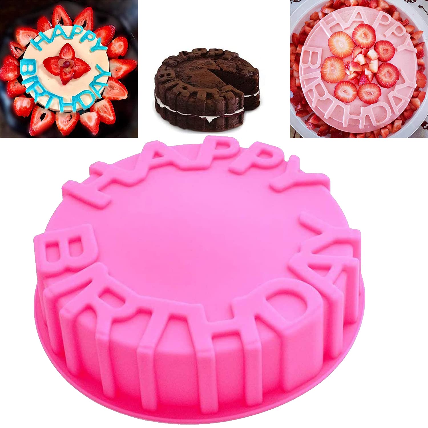 Omdbagd Birthday Cake Molds For Baking Silicone Cake Pan Tools,Non-Stick Cheese Reusable And Durable Pastry Mould For Dessert, C
