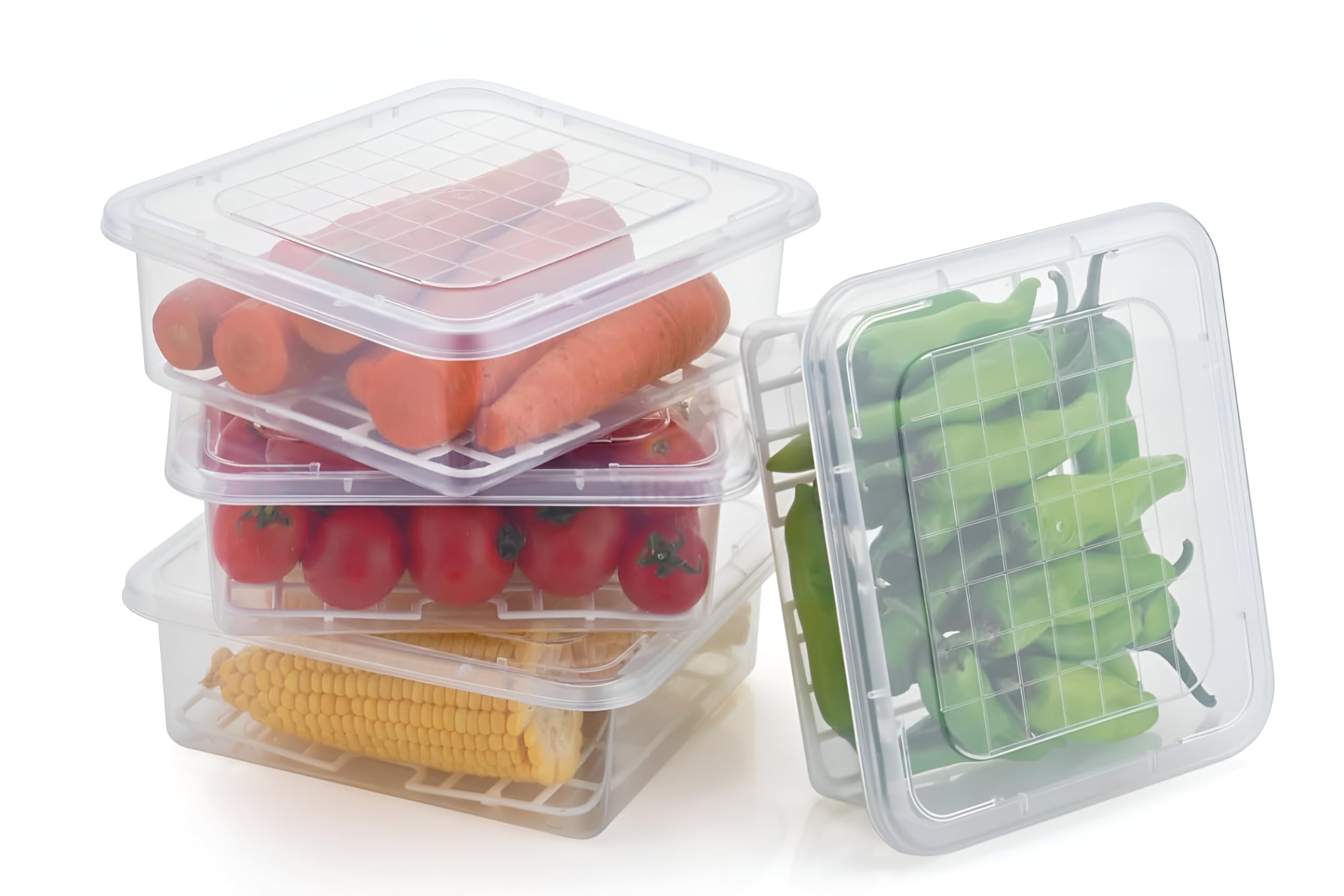 Homeor Plastic Multi-Purpose Food Storage Container With Removable Drain Plate And Lid,Stack-Able Freezer Storage Containers To 