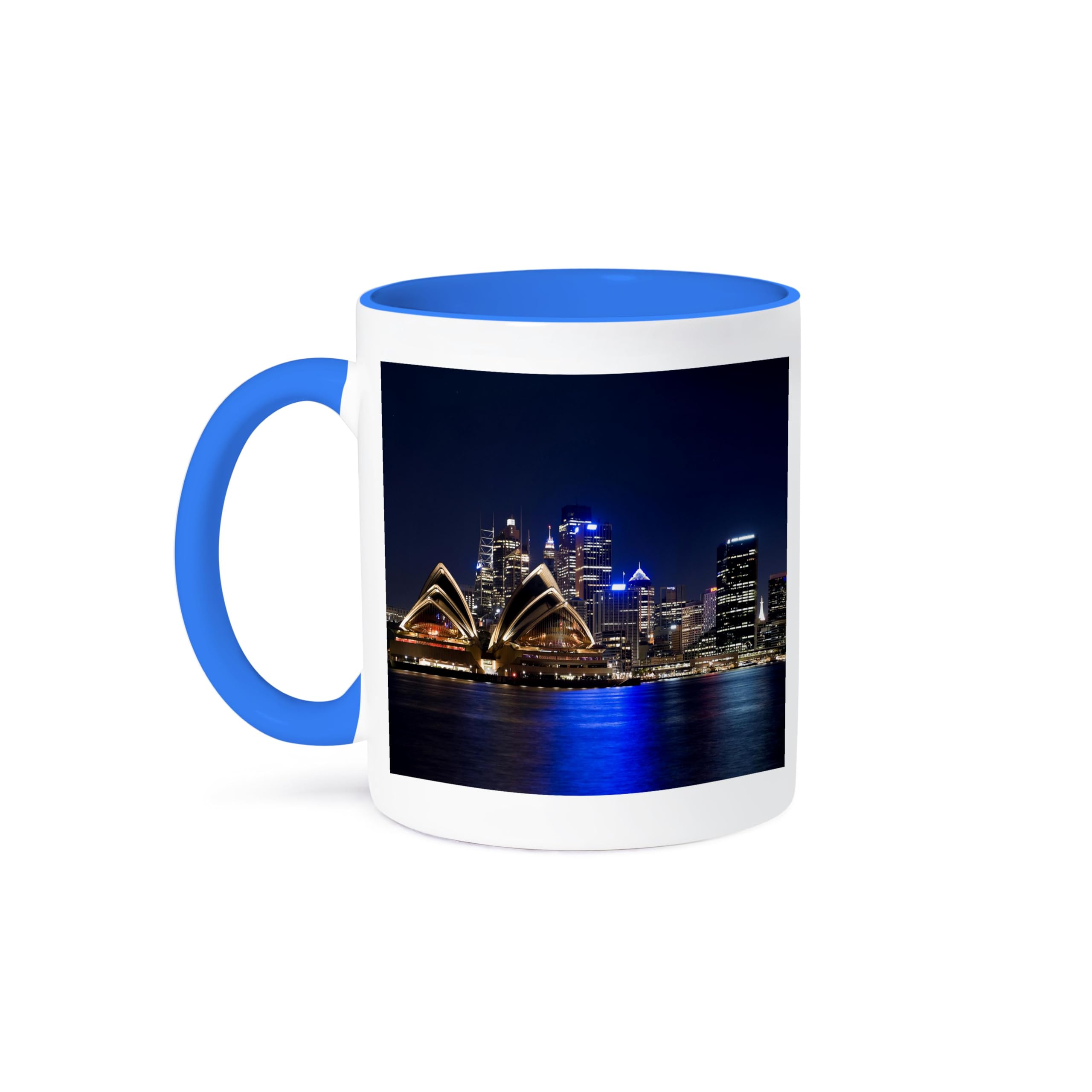 3dRose mug_75409_6 Australia, Sydney, Opera House from Embarkation Park-AU01 JMI0108 - Janis Miglavs Two Tone Blue Mug, 11 oz, M