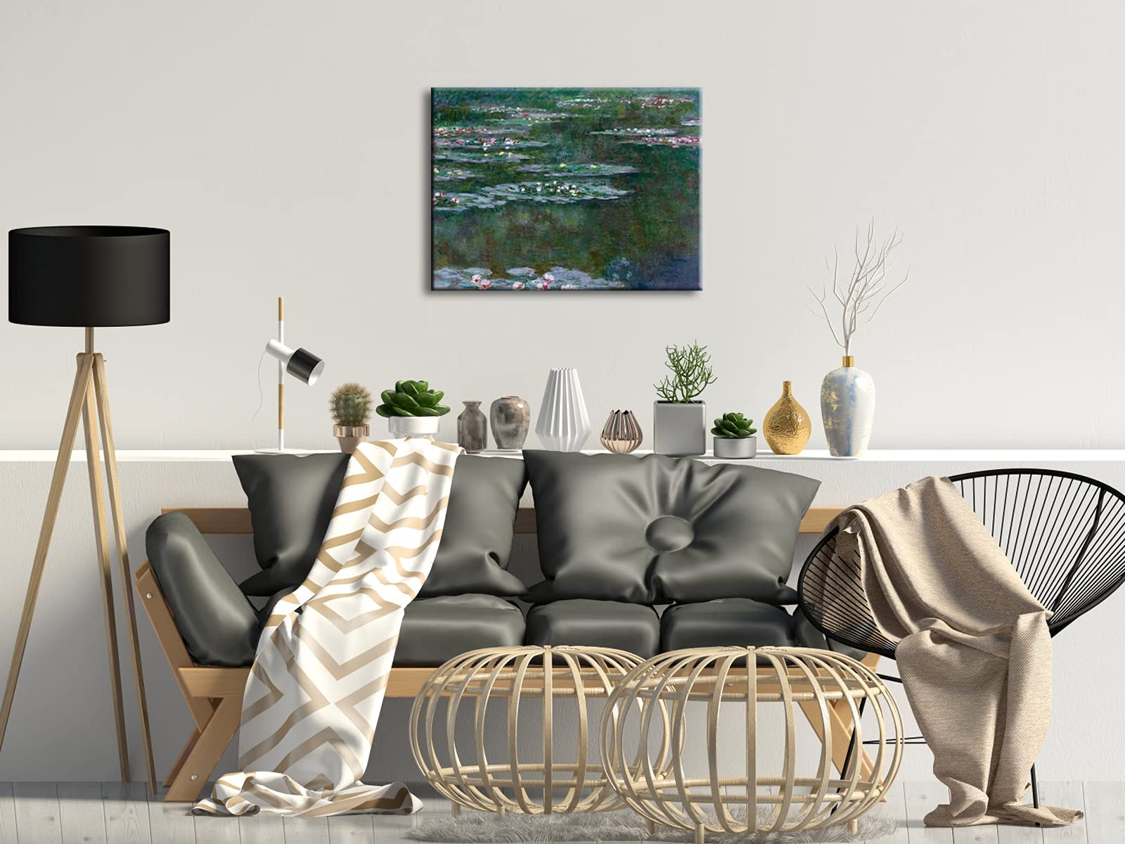 Wieco Art Water Lilies Canvas Prints Wall Art Pictures Of Claude Monet Famous Flowers Oil Paintings For Bedroom Bathroom Home Of