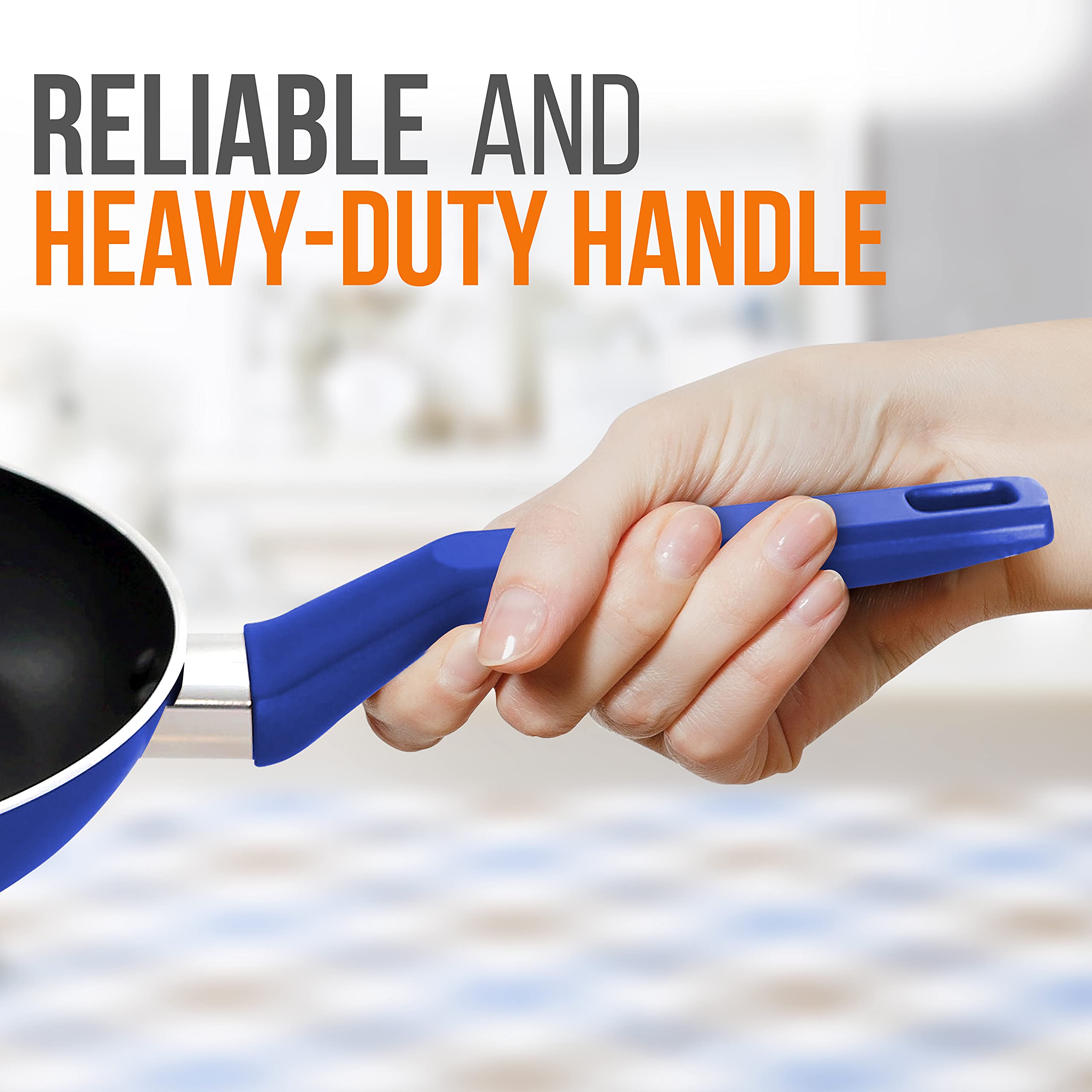 Nutrichef 10'' Large Open Fry Pan - Non-Stick High-Qualified Kitchen Cookware With Black Inside And Blue Outside (Works With Mod