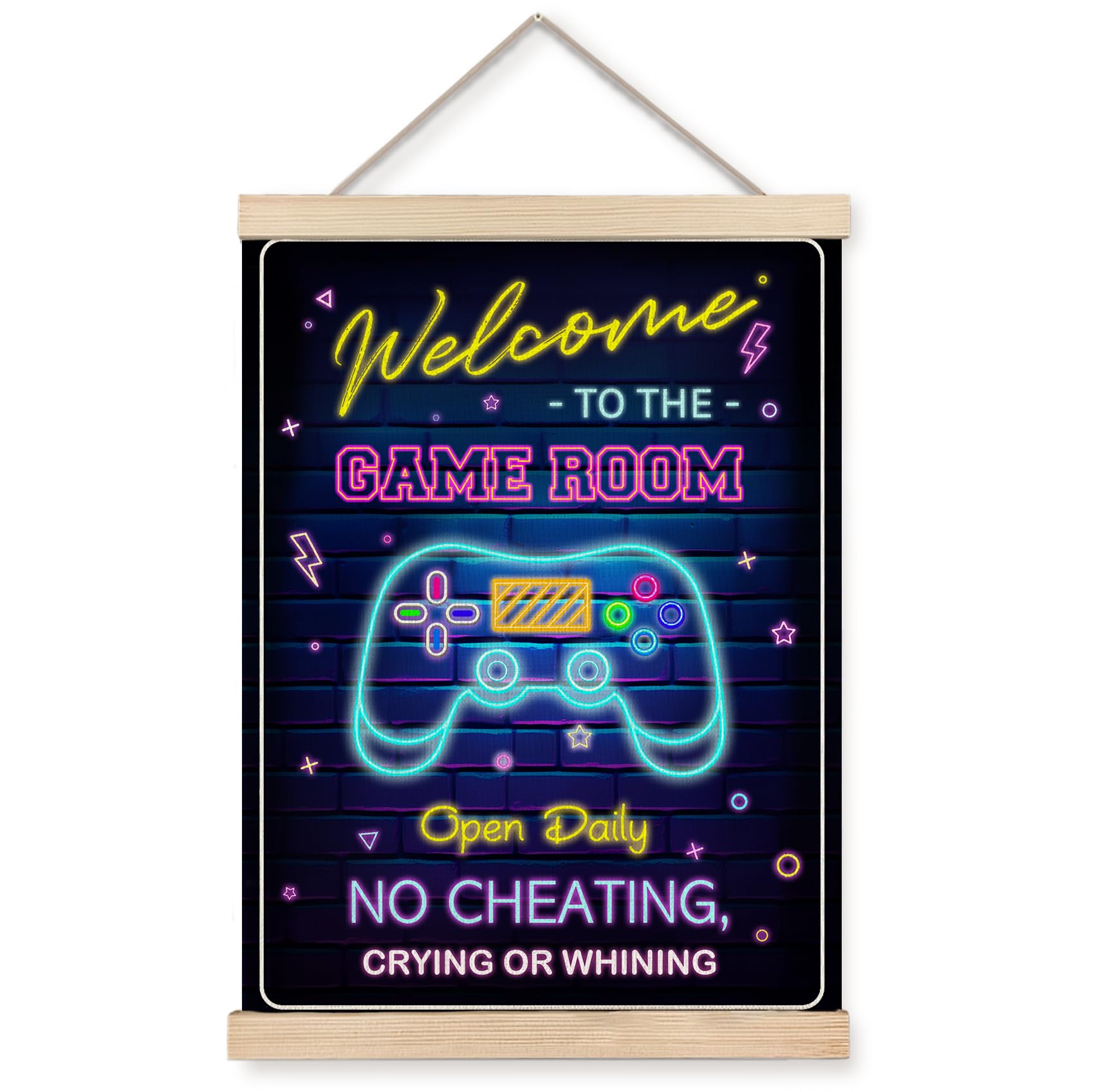 Foritho Neon Welcome To The Game Room Sign Poster Wall Art Framed, Cool Gaming Canvas Prints Wall Decor For Boys Teens Men Guys 