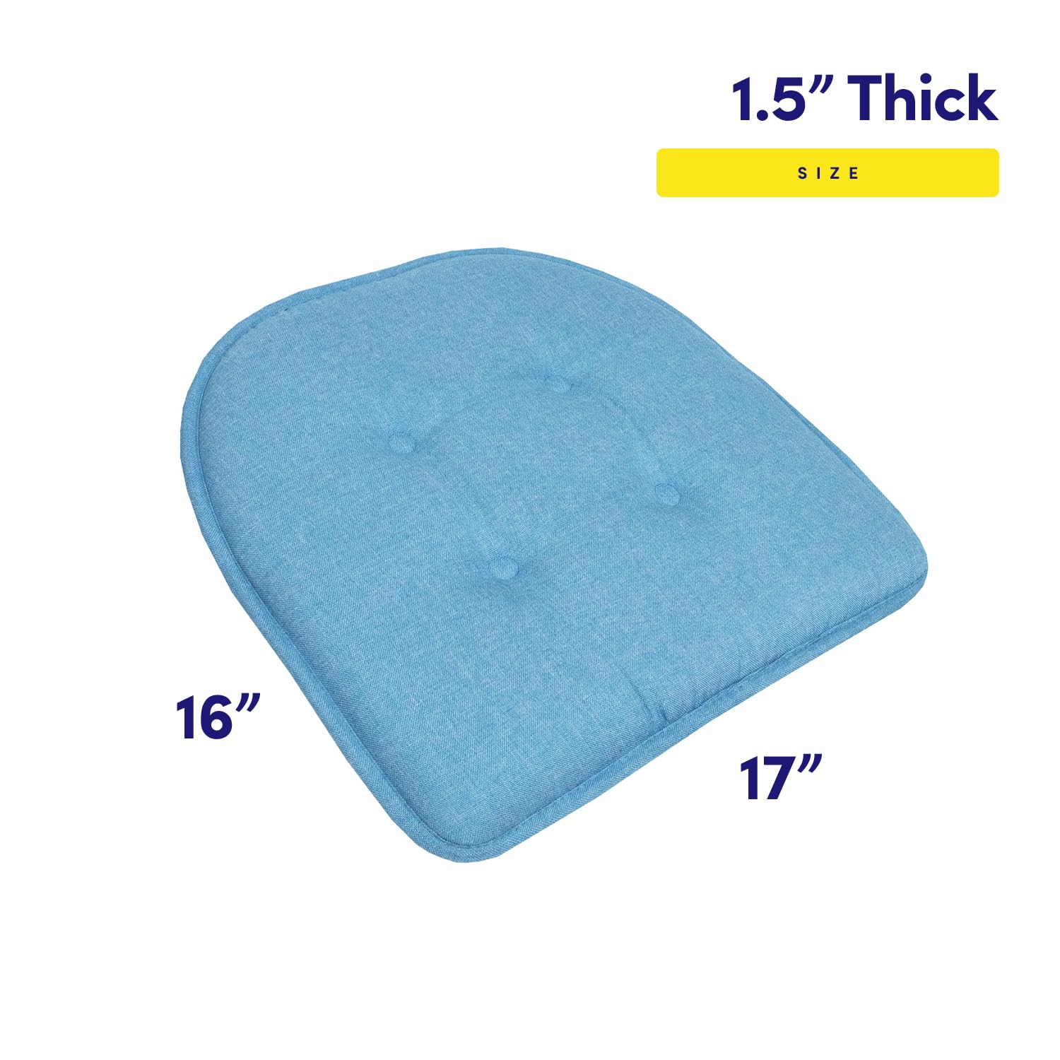 Sweet Home Collection Chair Cushion Memory Foam Pads Tufted Slip Non Skid Rubber Back U-Shaped 17 x 16 Seat Cover, 12 Count (Pac