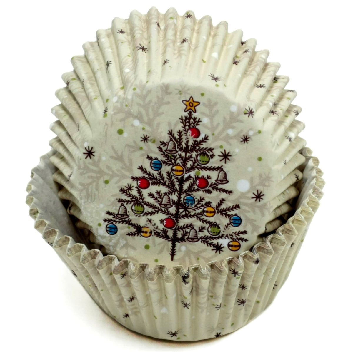 Chef Craft Paper Patterned Cupcake Liners, 50 Count, Off Whitegreenblueyellowred