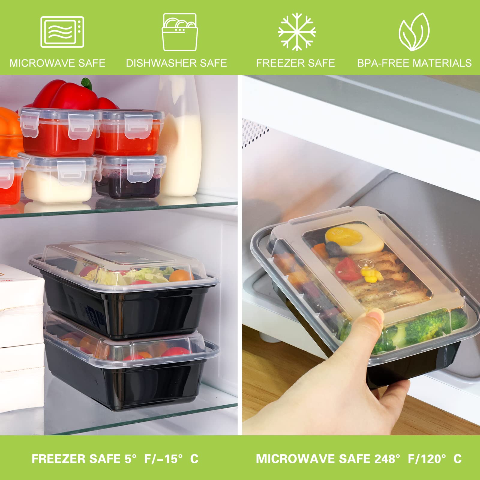 Moretoes 15 Pack Meal Prep Containers Reusable, Food Containers With Lids 24Oz, 1 Compartment Food Storage Containers, Reusable