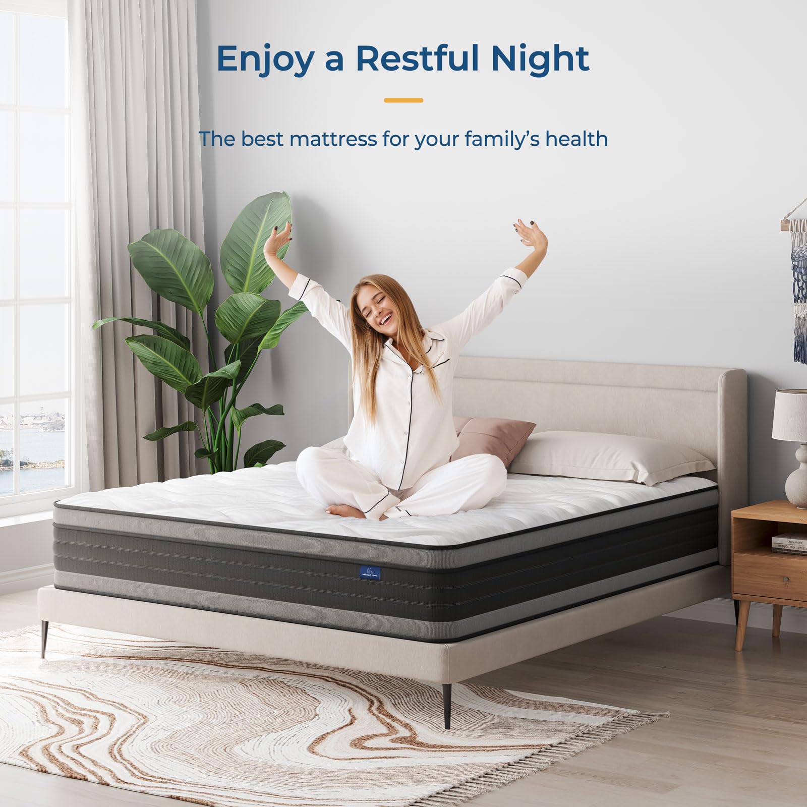 Vesgantti King Mattress, 12 Inch Hybrid King Size Mattress In A Box, Memory Foam And Individually Pocket Spring, Innerspring Mat