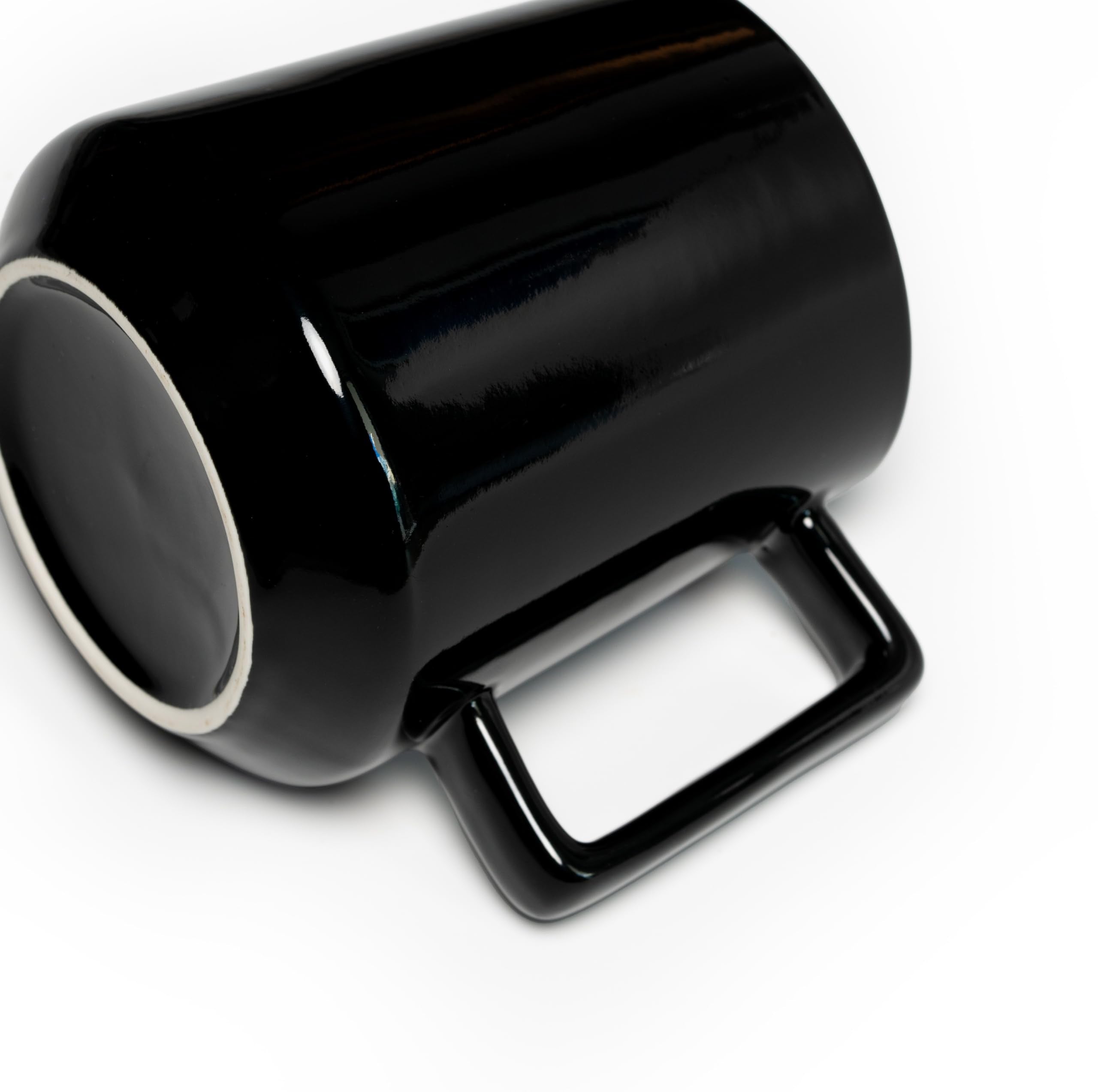 CSM Supply Glossy-Matte Dual Finish Sleek Modern Design 16 Fluid Ounces Black Mug (1 Mug) - Exterior Matte - Inside Glossy - Stain Free - Thick Grade A Quality Ceramic - Foam Box Packaging