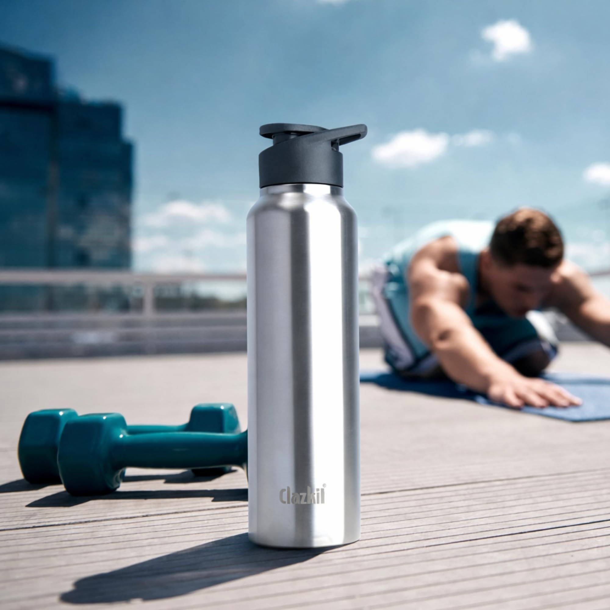 Clazkit Amaze Stainless Steel Water Bottle 1 Litre, Leakproof Bpa Free Steel Bottle For Gym, Office & School, Rust Free Durable 