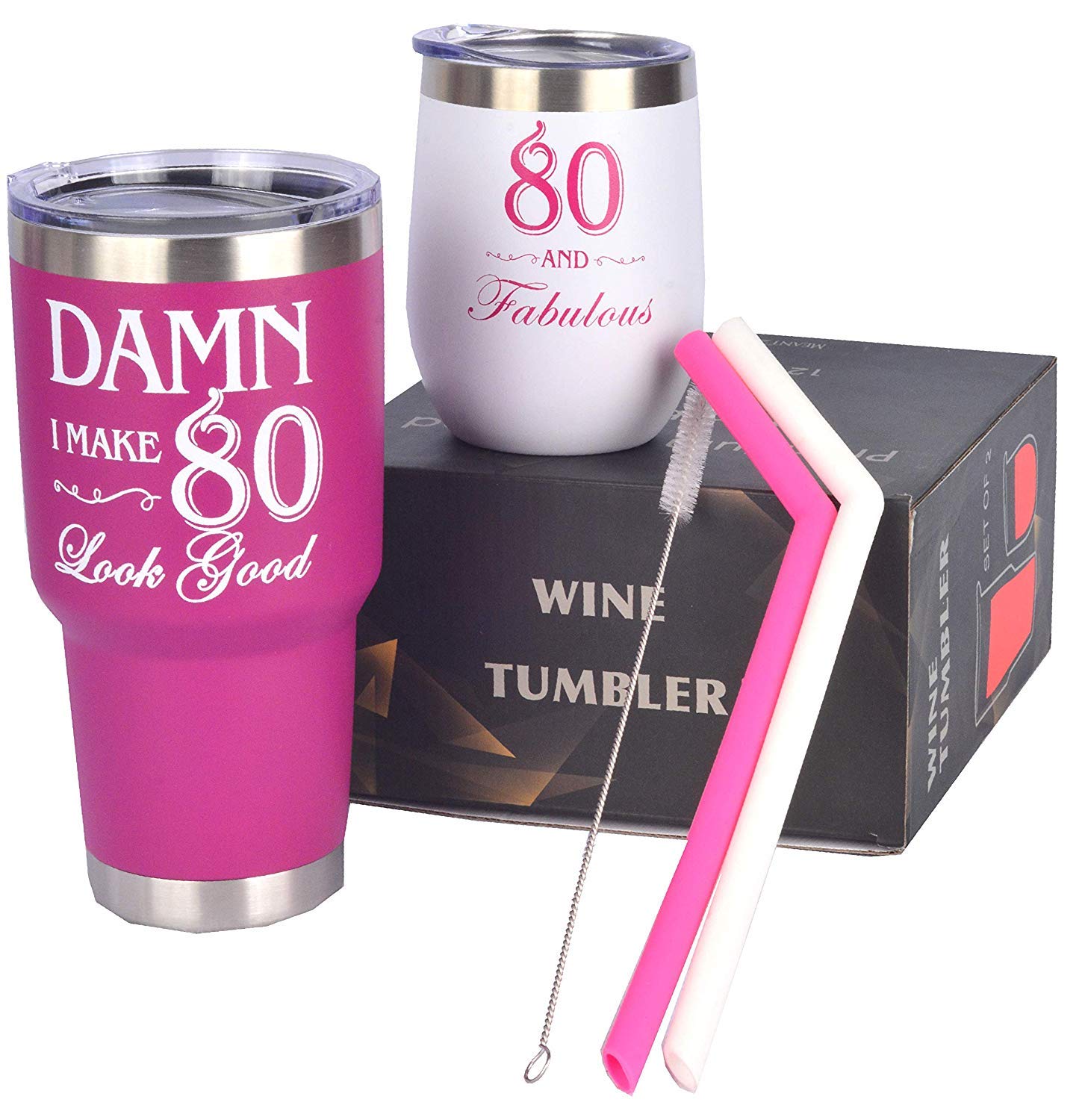 Meant2Tobe 80Th Birthday Gifts For Women, 80 And Fabulous Tumbler, 80 And Fabulous Tumbler For Women, 80Th Birthday Tumbler Set,