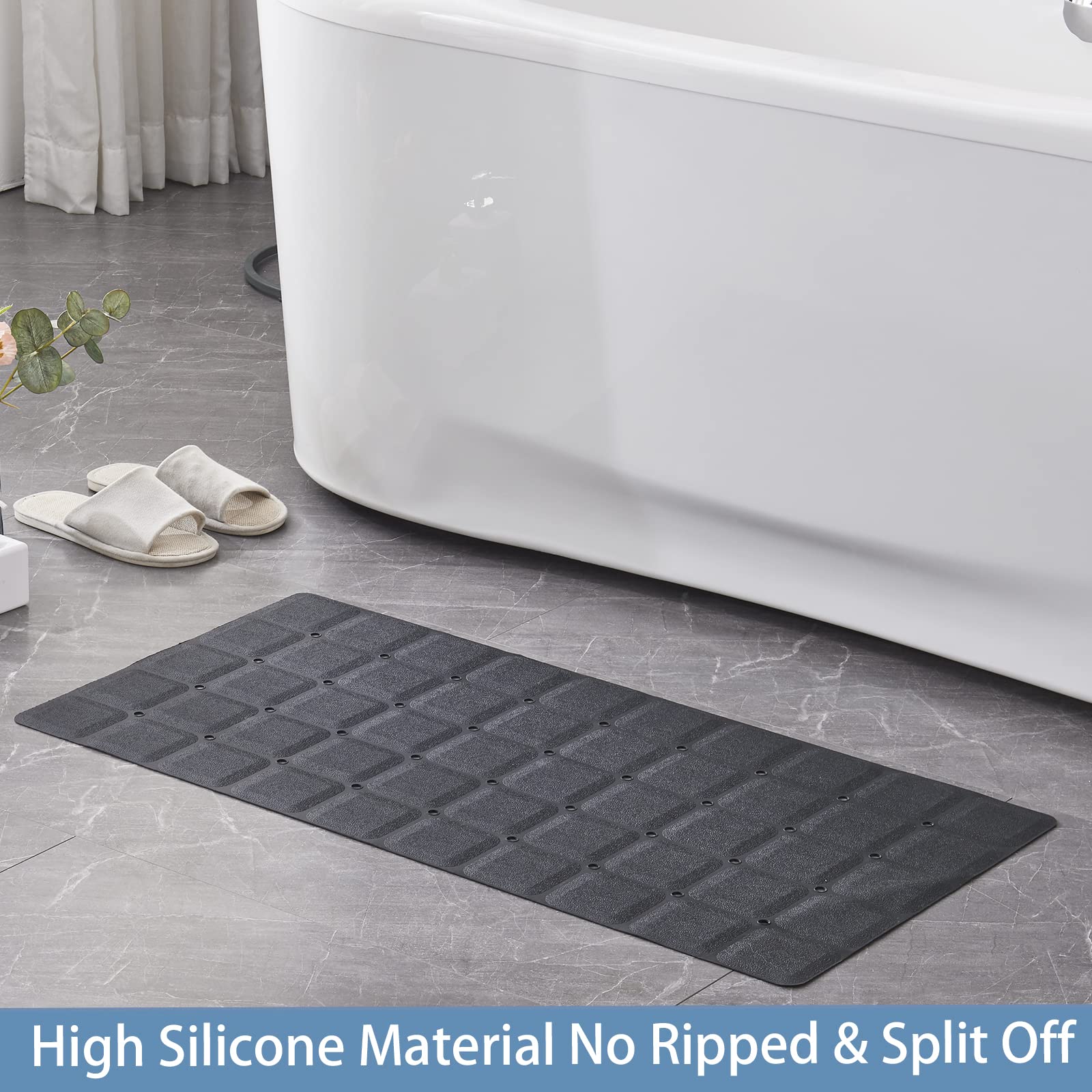 Webos Foldable Silicone Bathtub Mat: Jumbo Size Heavy Duty Safety Bath Mat For Tub Without Suction Cups Non Slip Bath & Shower M