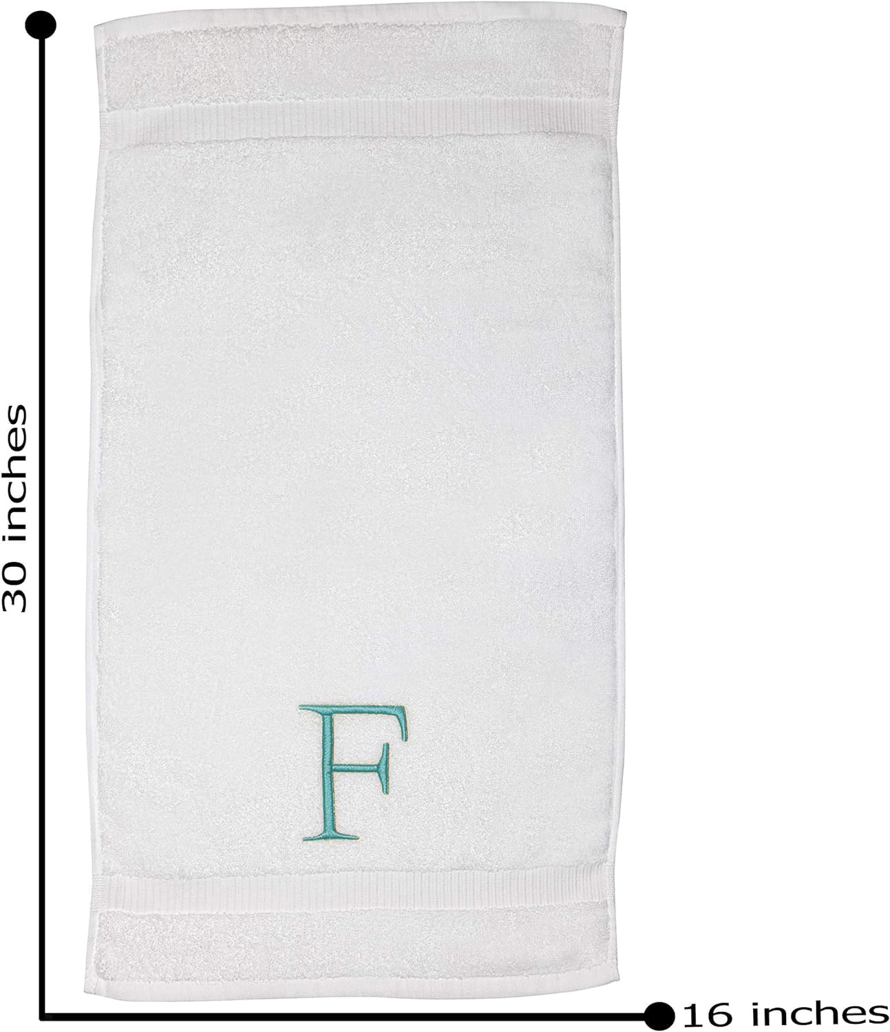 Teal Monogrammed Hand Towel For Bathroom - Initial Hotel Quality Decorative Embroidered Luxury Towel For Powder Room, Spa - Gots