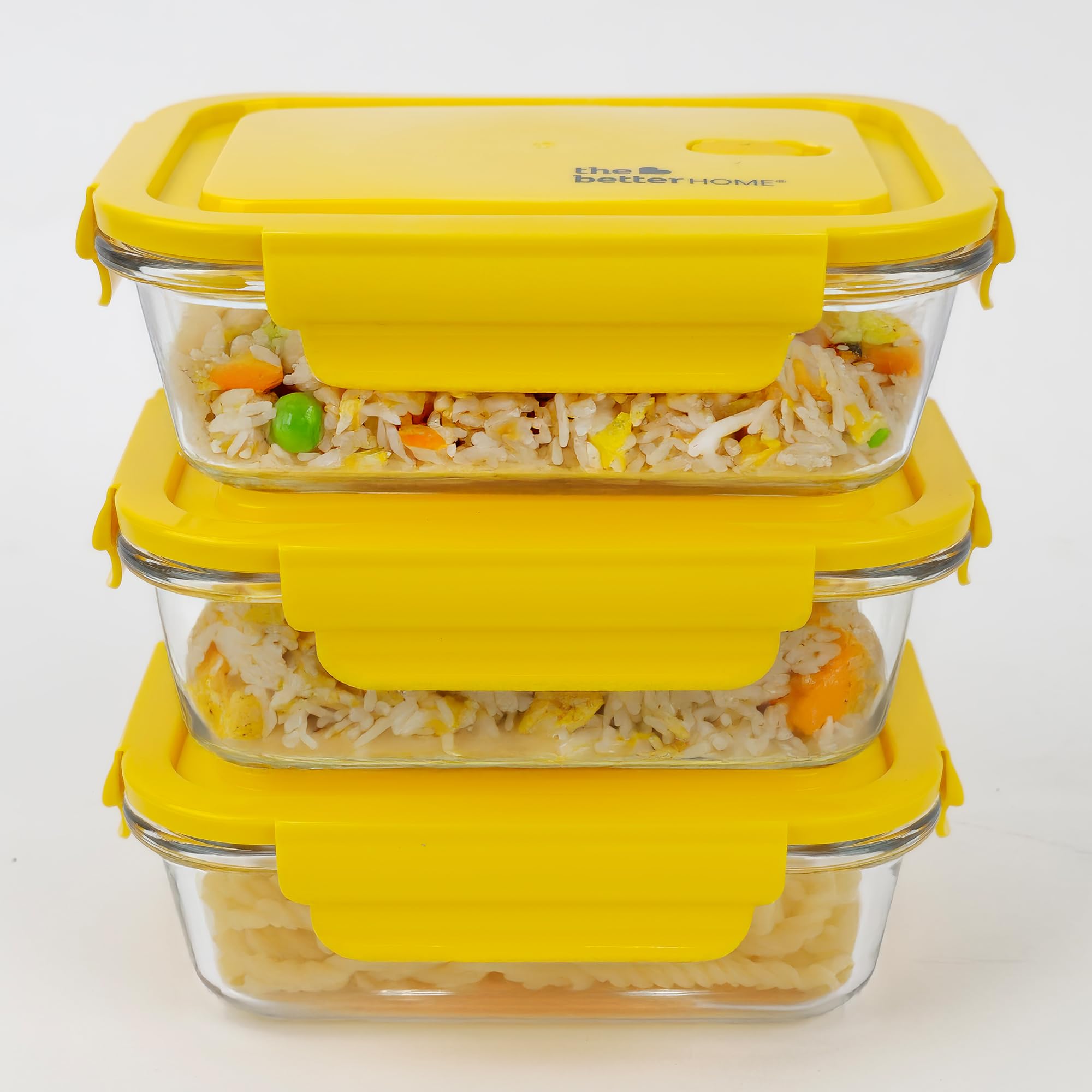 The Better Home | Lunch Boxes | Borosilicate Glass | Microwave Safe Oven Safe Leak Proof | Lunch Box For Office Home Kitchen For