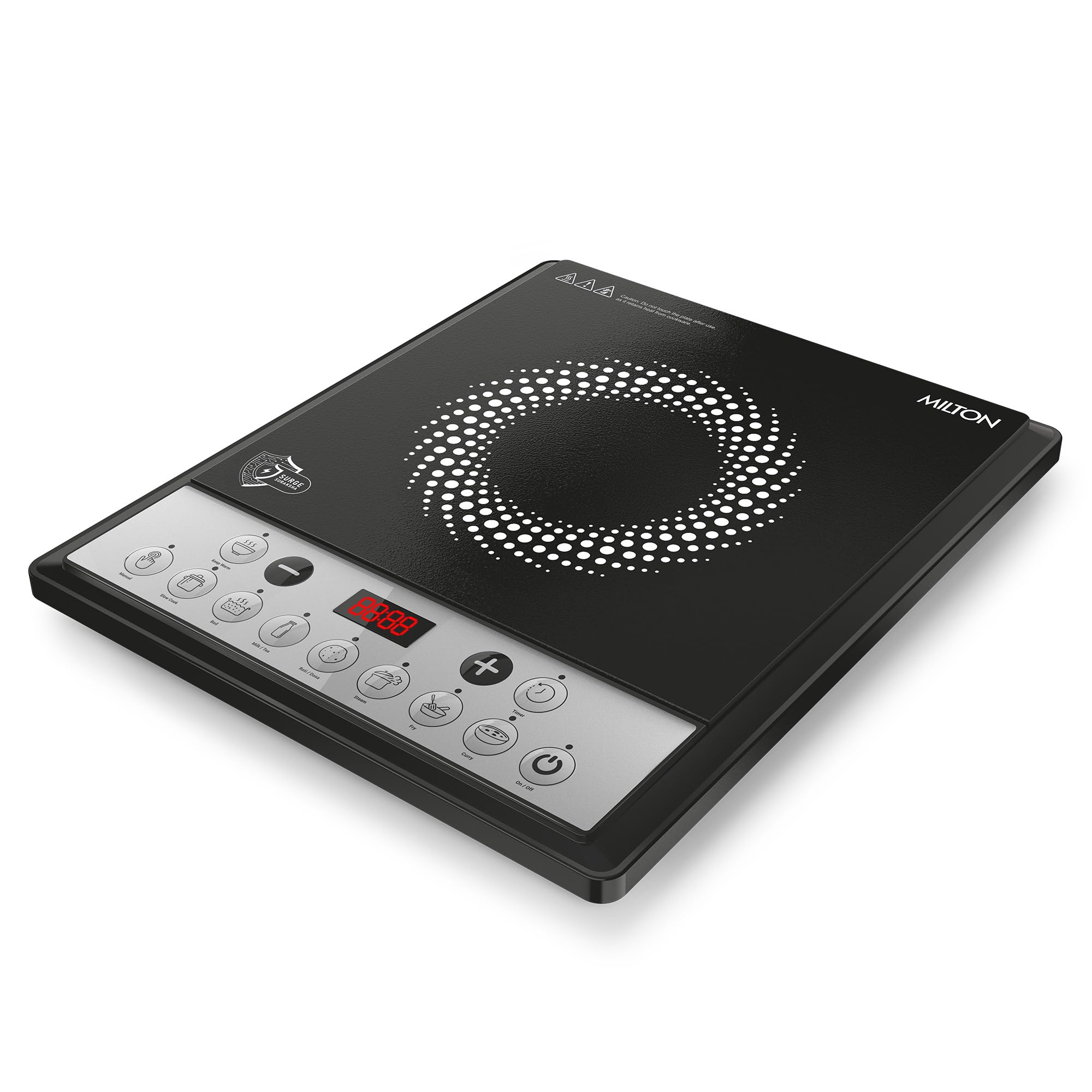 Milton Euroline Elio 16.0 Portable 1600 W Induction Cooktop | Led Display Panel, 5Kv Surge Protection | Timer & Preset Menu Func