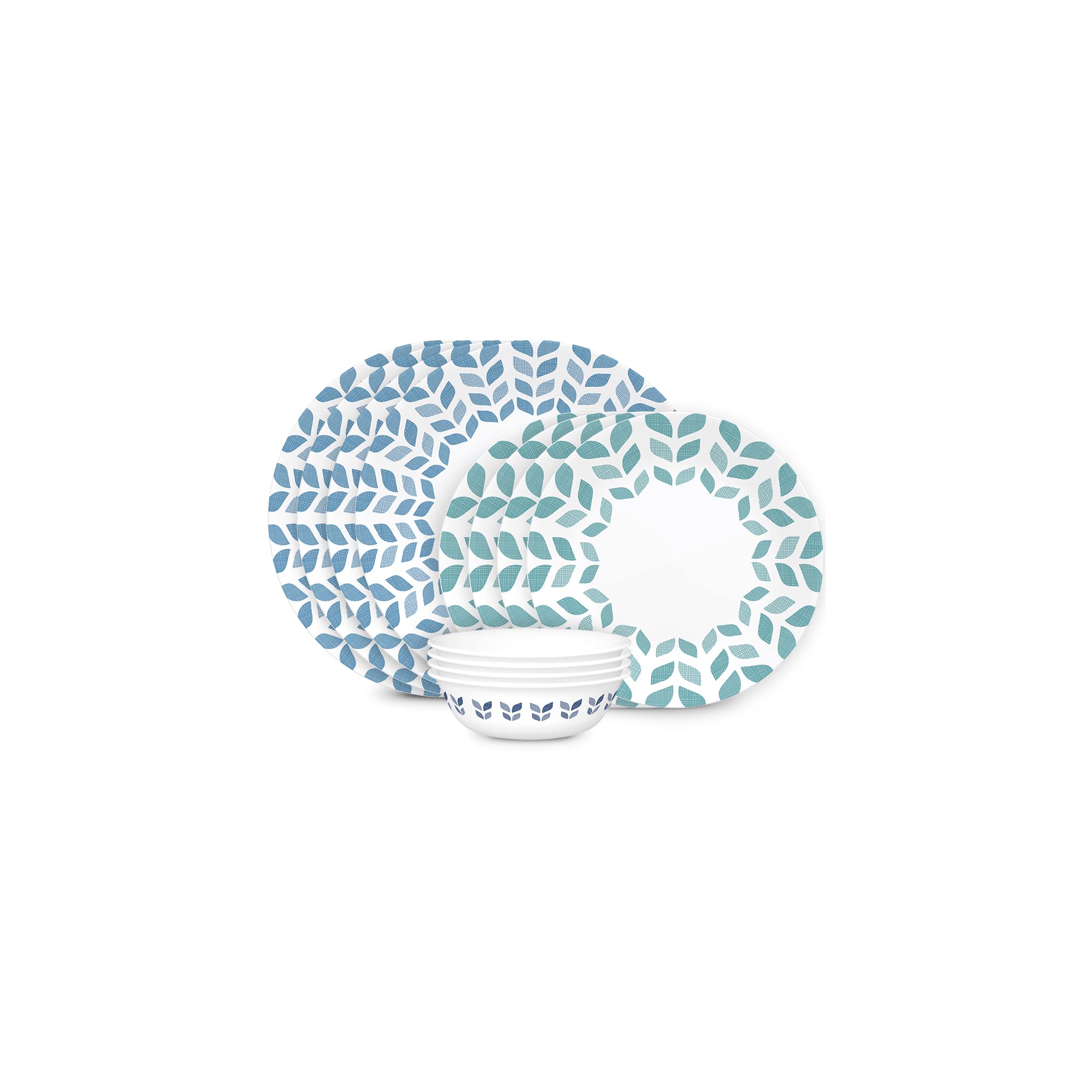 Corelle Vitrelle 12-Piece Glass Dinnerware Set Service for 4, 10.25'' Dinner Plates, 8.5'' Salad Plates, 18-Oz Soup Cereal Bowls