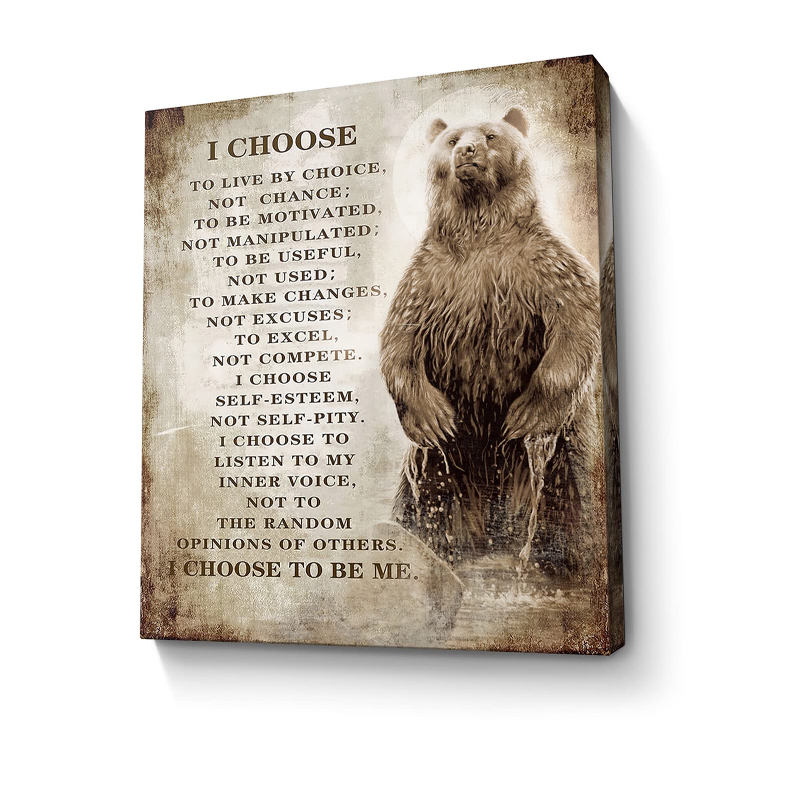 Motivational Bear Canvas Wall Art Christian Bear Inspiring Picture Wall Decor Inspirational Quotes Painting Framed Modern Artwor