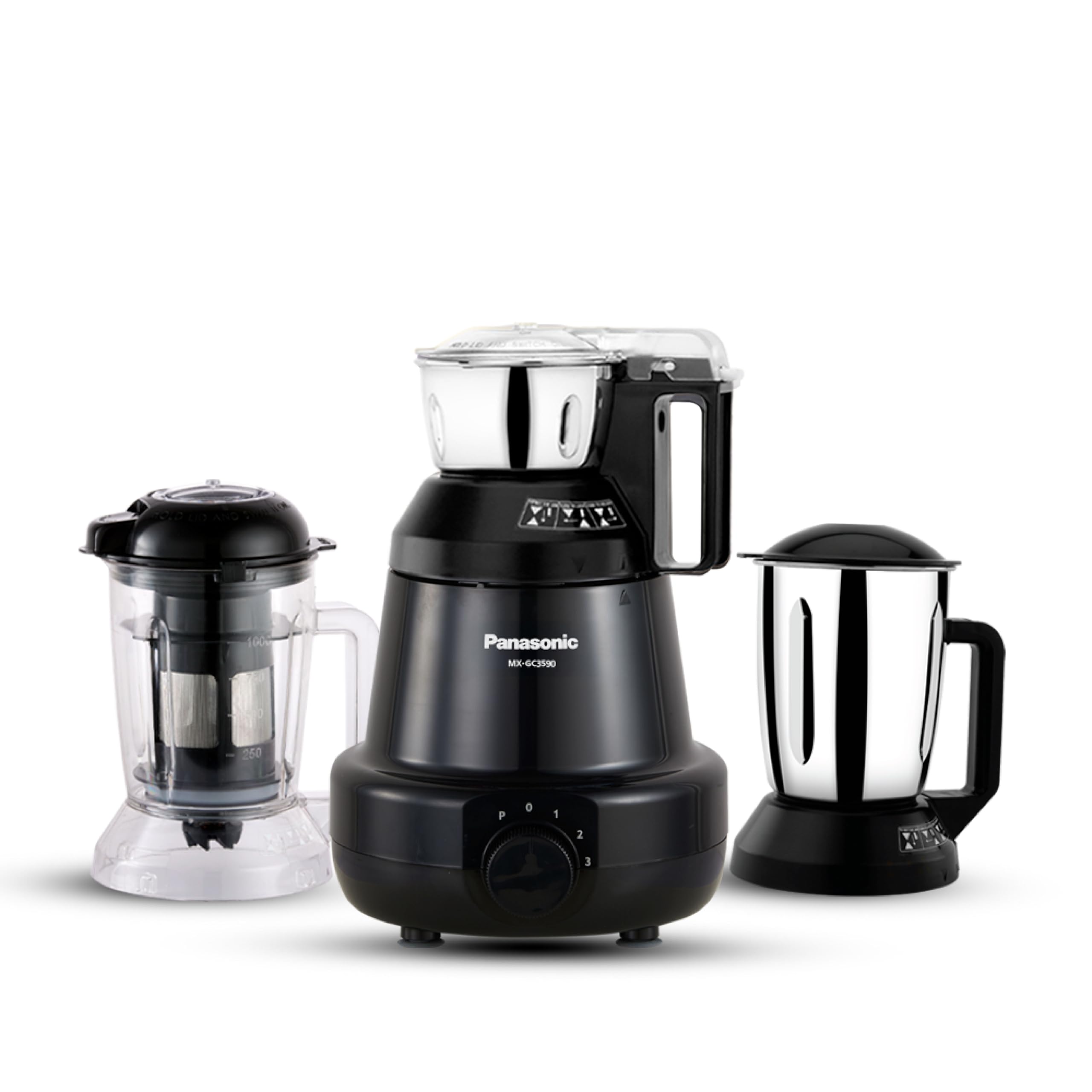 Panasonic Heavy Duty Mixer Grinder MxGc3590 (Black) Powerful 900W | 19000Rpm | 3 Jars  Stainless Steel Multipurpose ChutneyM