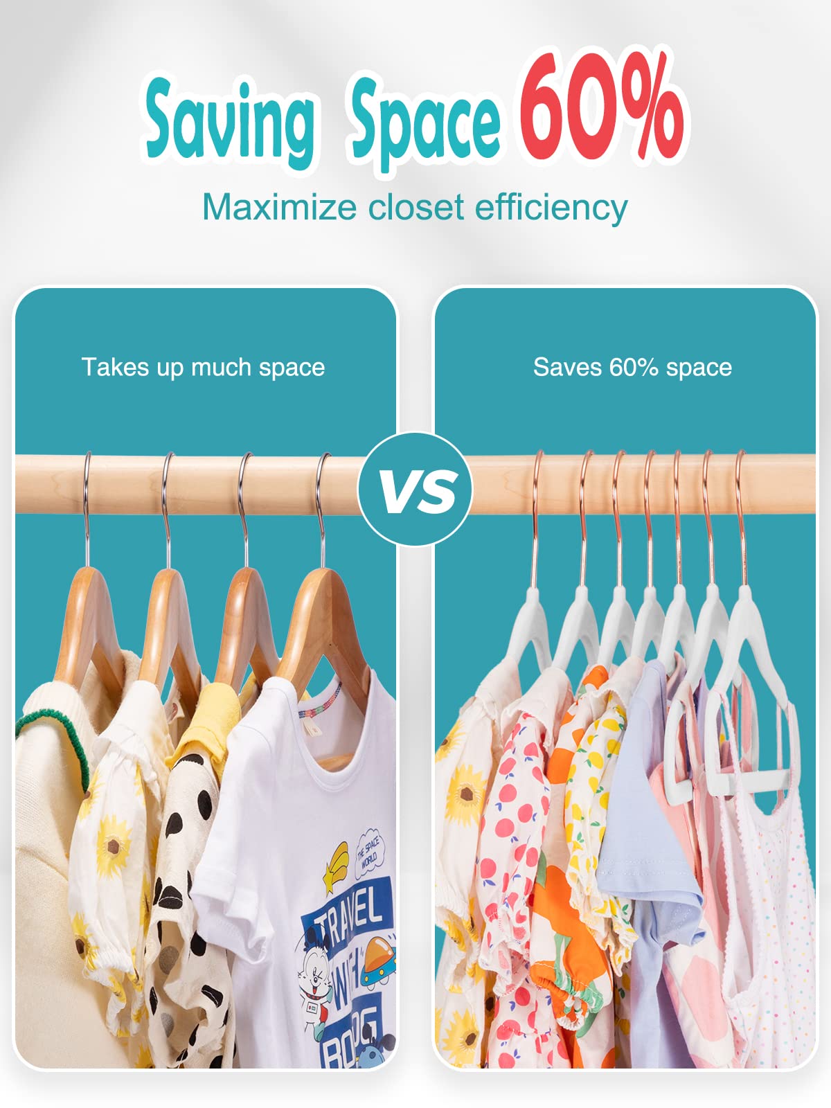 Smartor Premium Velvet Baby Hangers For Closet 50 Pack, 11.8'' Safe Durable Baby Clothes Hangers For Nursery With 6 Pcs Closet D