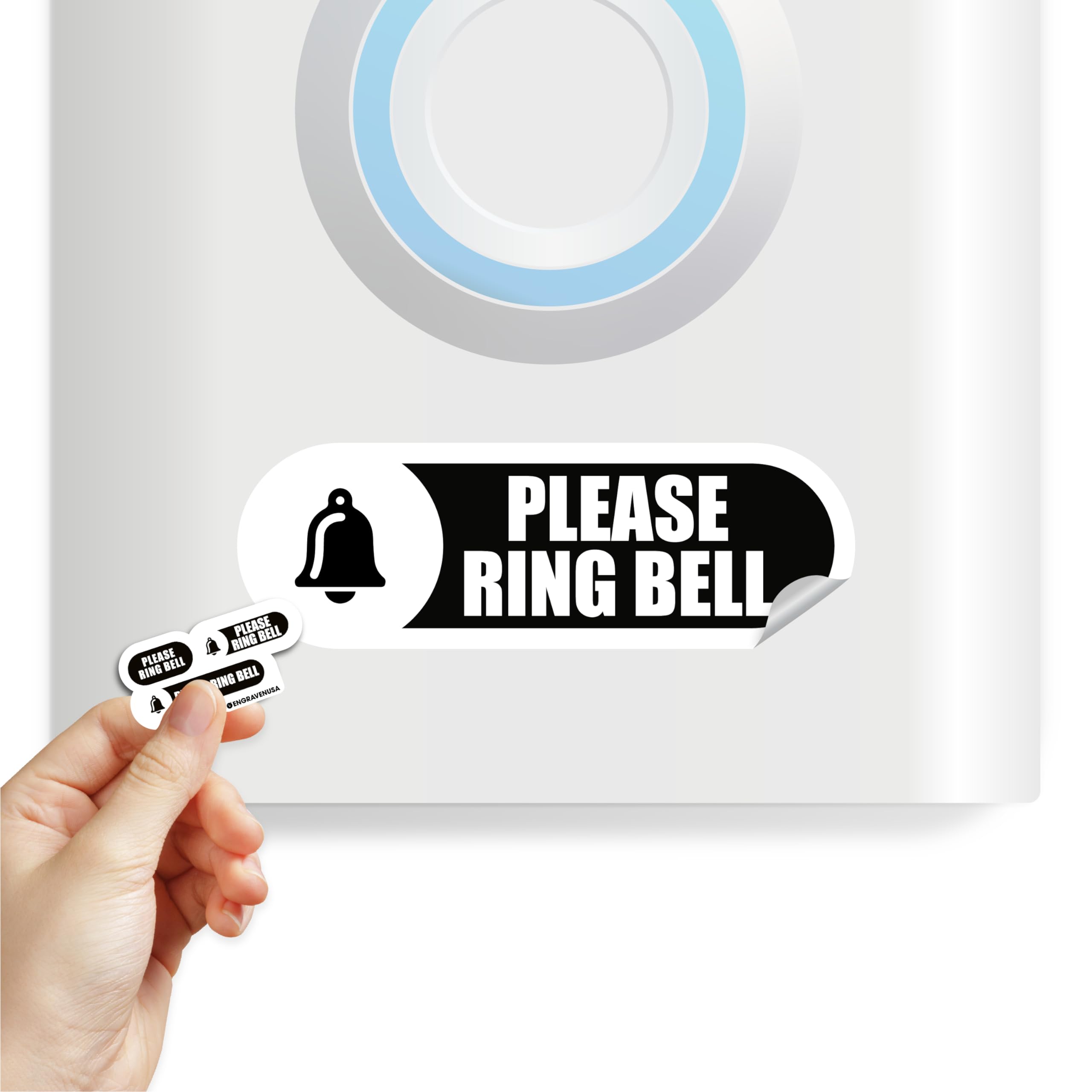 Tiny Please Ring Bell Sign | 3 Sizes Please Ring Bell Sticker | Tiny Sizes Perfect For Video Doorbell | Please Ring Bell Sign Ou