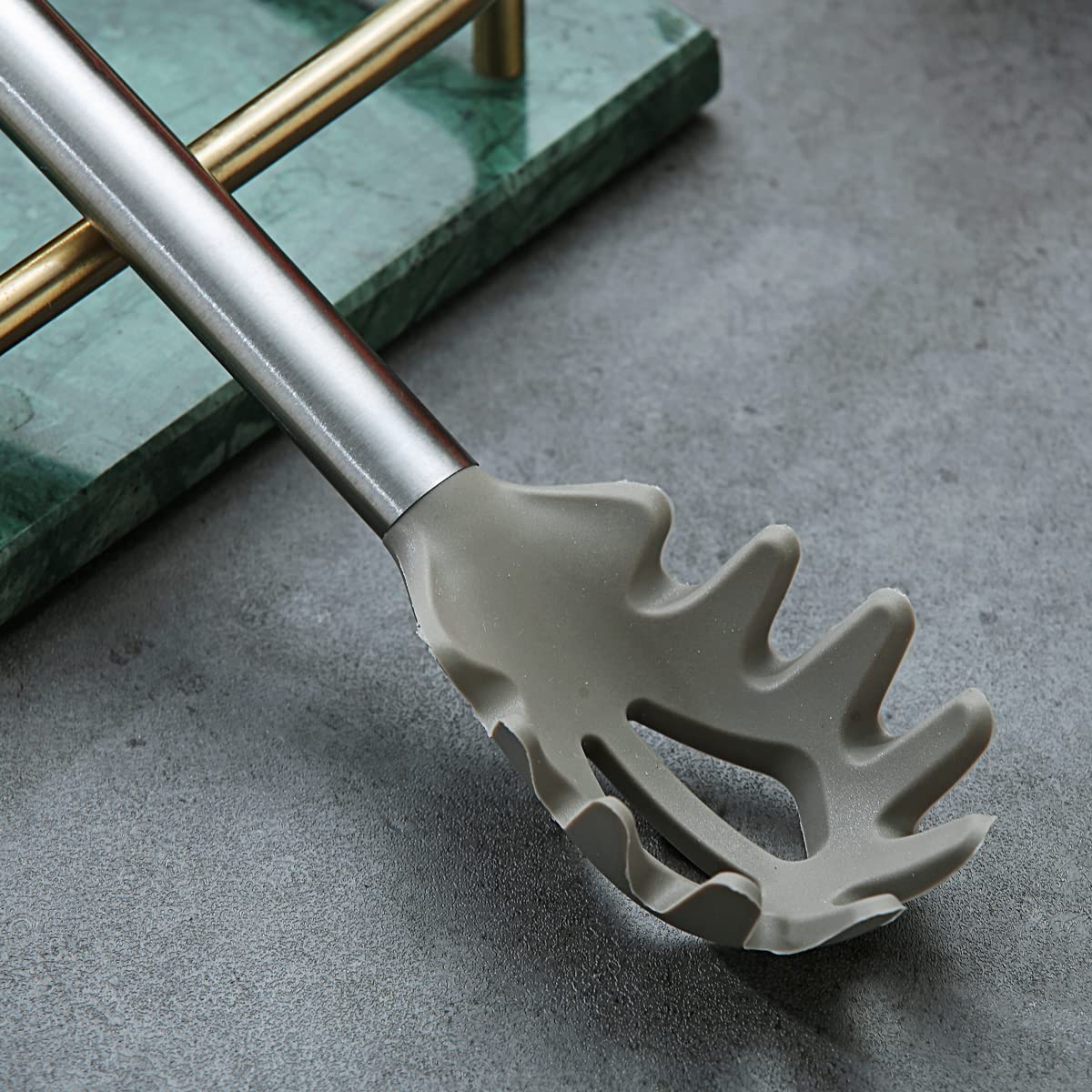 Berglander Spaghetti Spoon Non-Stick Silicone Pasta Server, Spaghetti Server For Cooking, Pasta Fork, Noddle Fork, Dishwasher Sa