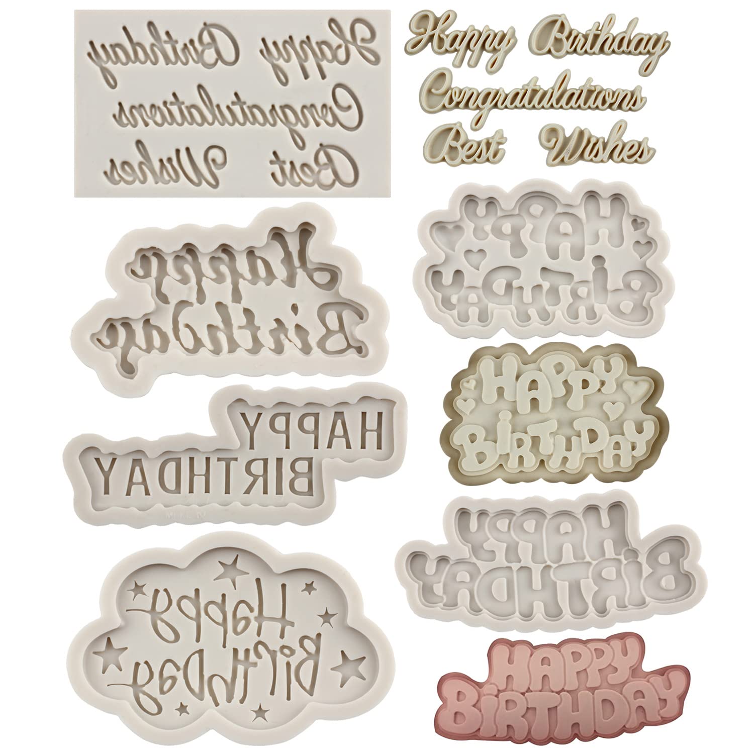 Mypracs Happy Birthday Silicone Molds Birthday Alphabet Fondant Silicone Mold Letters Chocolate Molds For Birthday Party Cake De