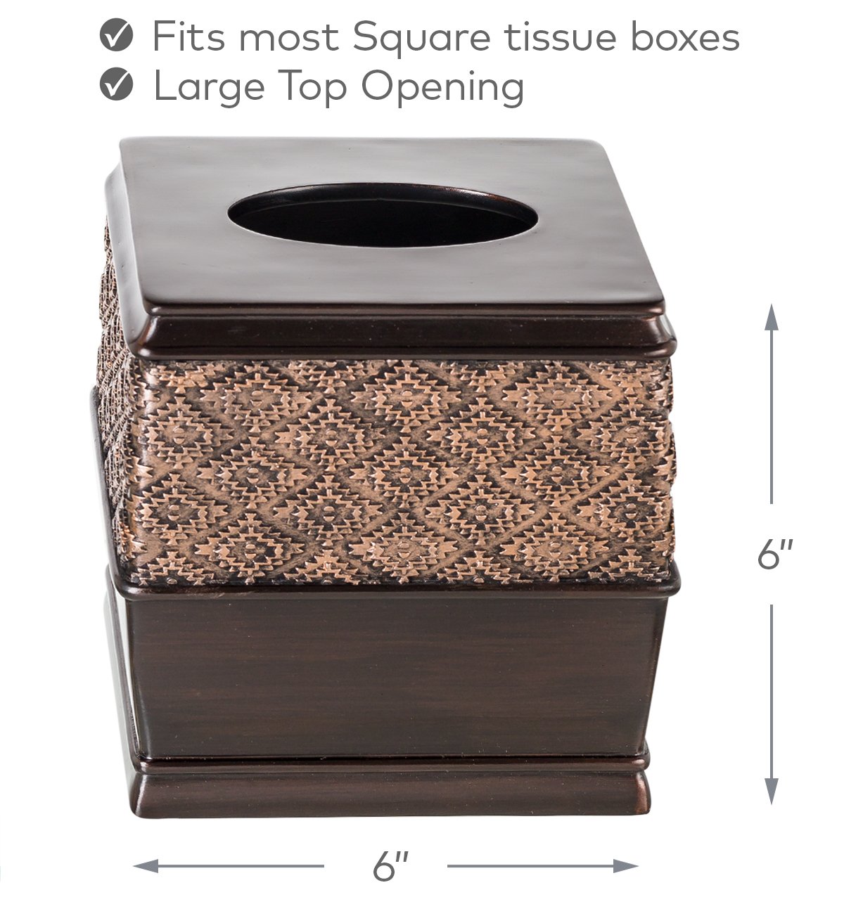 Creative Scents Brown Tissue Box Cover Square - Decorative Tissue Holder For Bathroom - Beautiful Brown Tissue Box Holder For El