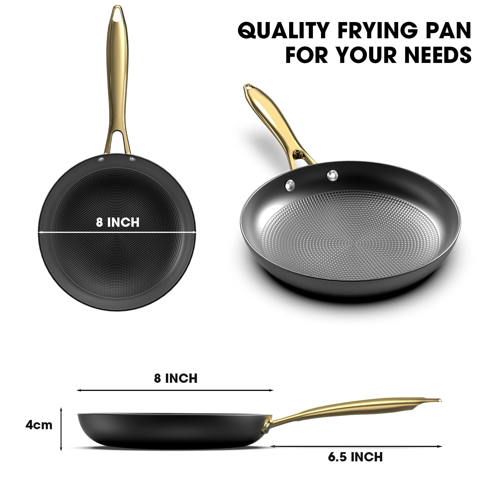 Imarku Frying Pan - 8 Inch Non Stick Frying Pan, Long Lasting Cast Iron Skillet Nonstick Pan, Honeycomb Nonstick Frying Pan With