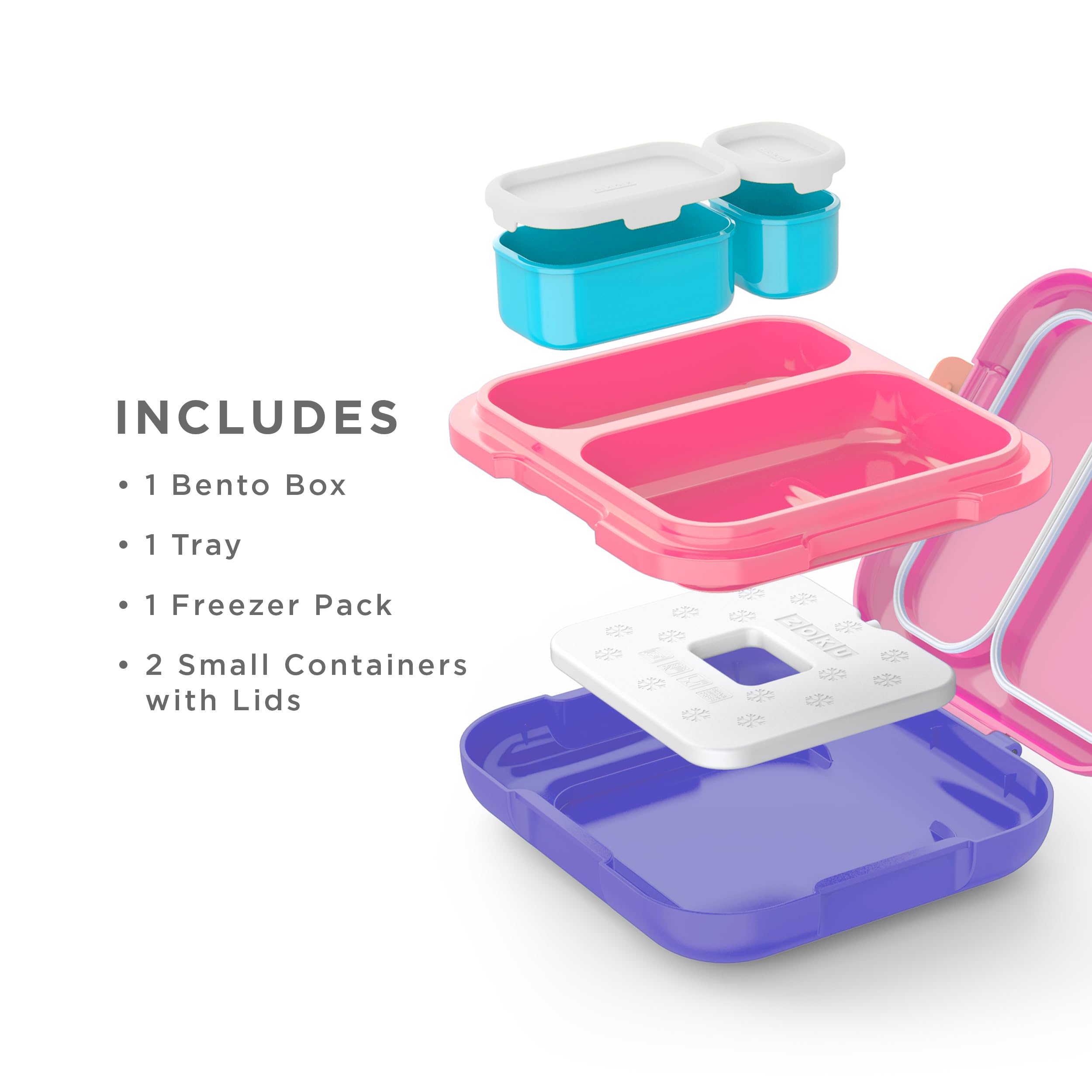 Zoku - Bento Box With Ice Pack, Lunch Box For Kids, Easy To Carry And Clean, Freezer Pack Keeps Food Fresh, Fits Any Snack Or Me