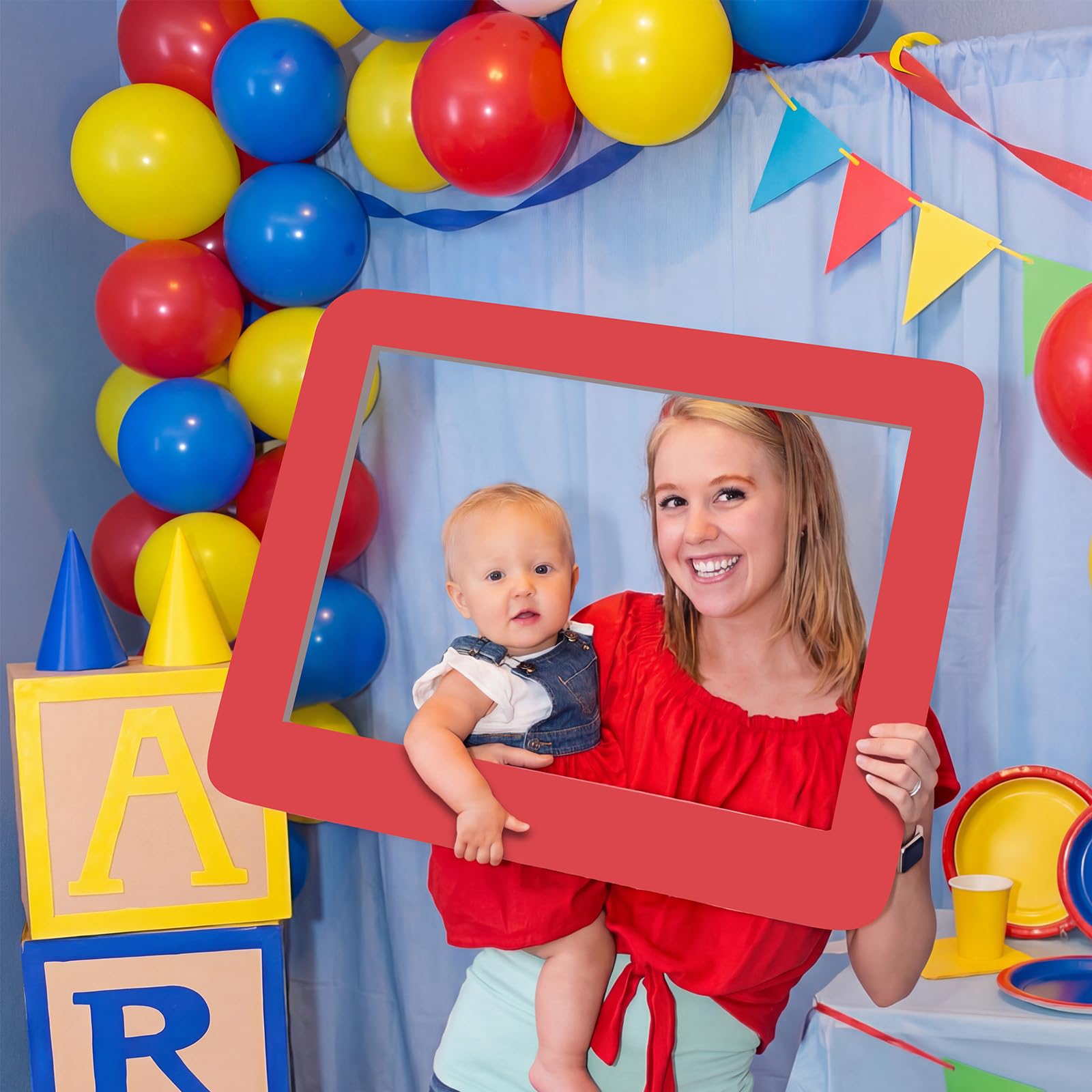 YooNotee Cartoon Story Birthday Party Decoration Large Photo Booth Props Decor 24 x 16 Red Picture Frame Backdrop Birthday P