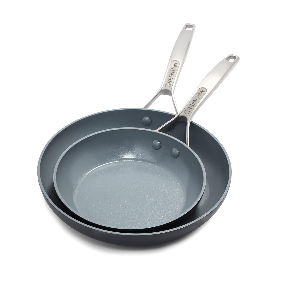 Greenpan Paris Pro Hard Anodized Healthy Ceramic Nonstick, 8'' And 10'' Frying Pan Skillet Set, Pfas-Free, Dishwasher Safe, Grey