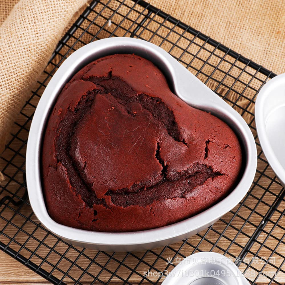 Xiyuan Set Of 4 Cake Pans, Heart Shaped Cake Baking Moulds, Mini Cake Pans, Aluminium Cake Pans 3 Inch, 4 Inch, 5 Inch, 6 Inch,
