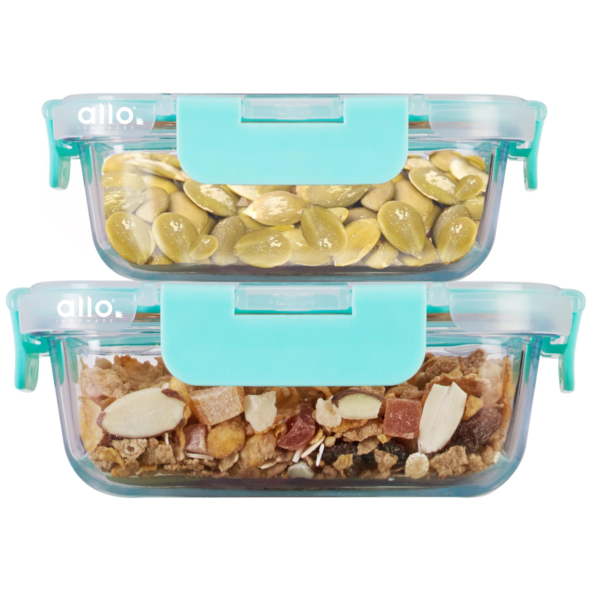 Allo Food Safe Glass Containers With Lids With Break Free Lock,Microwave Safe Containers,Borosilicate Meal Prep Glass Food Stora