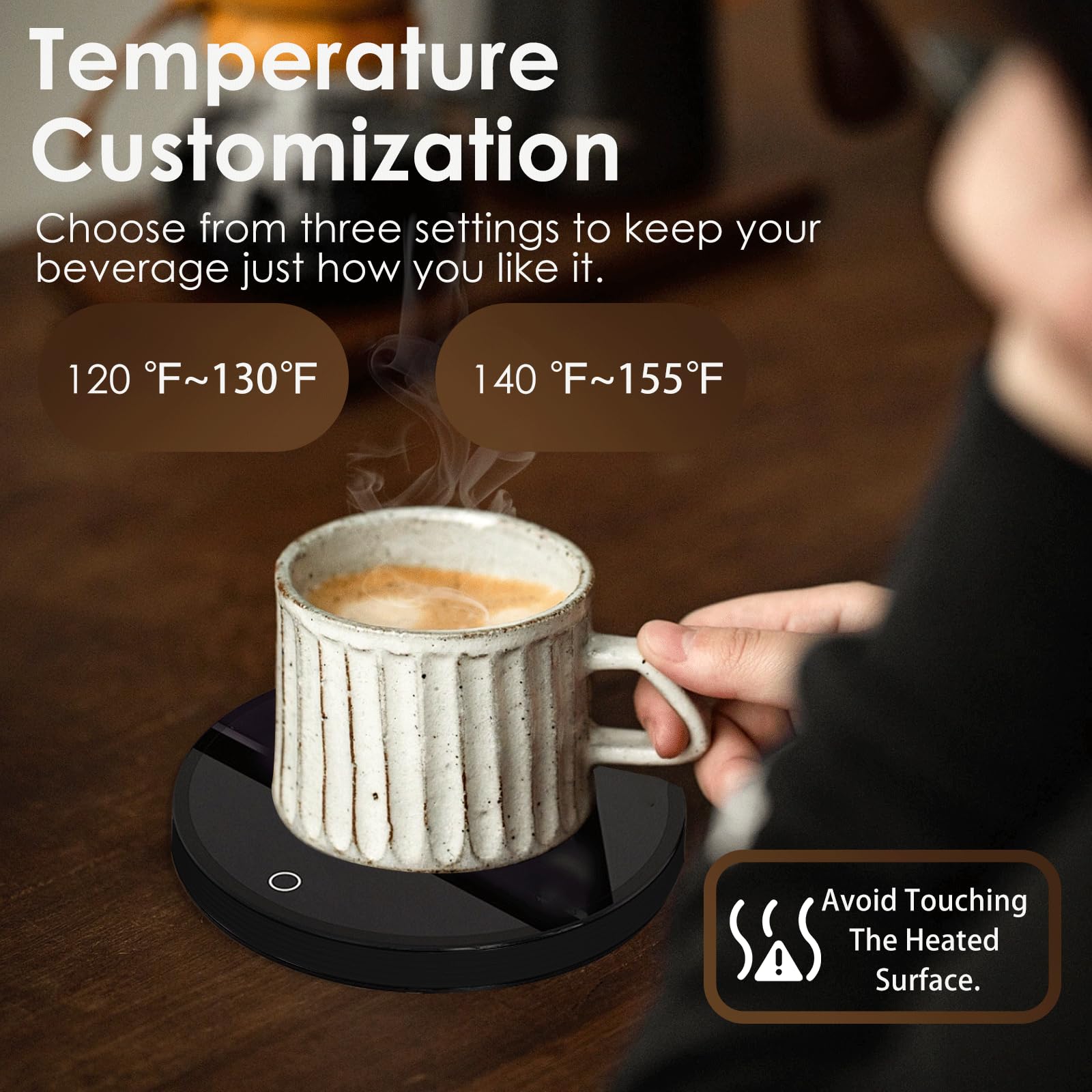 Midgod Mug Warmer for Coffee & Tea, Electric Beverage Coaster, Smart Thermostat, Black, Model C01