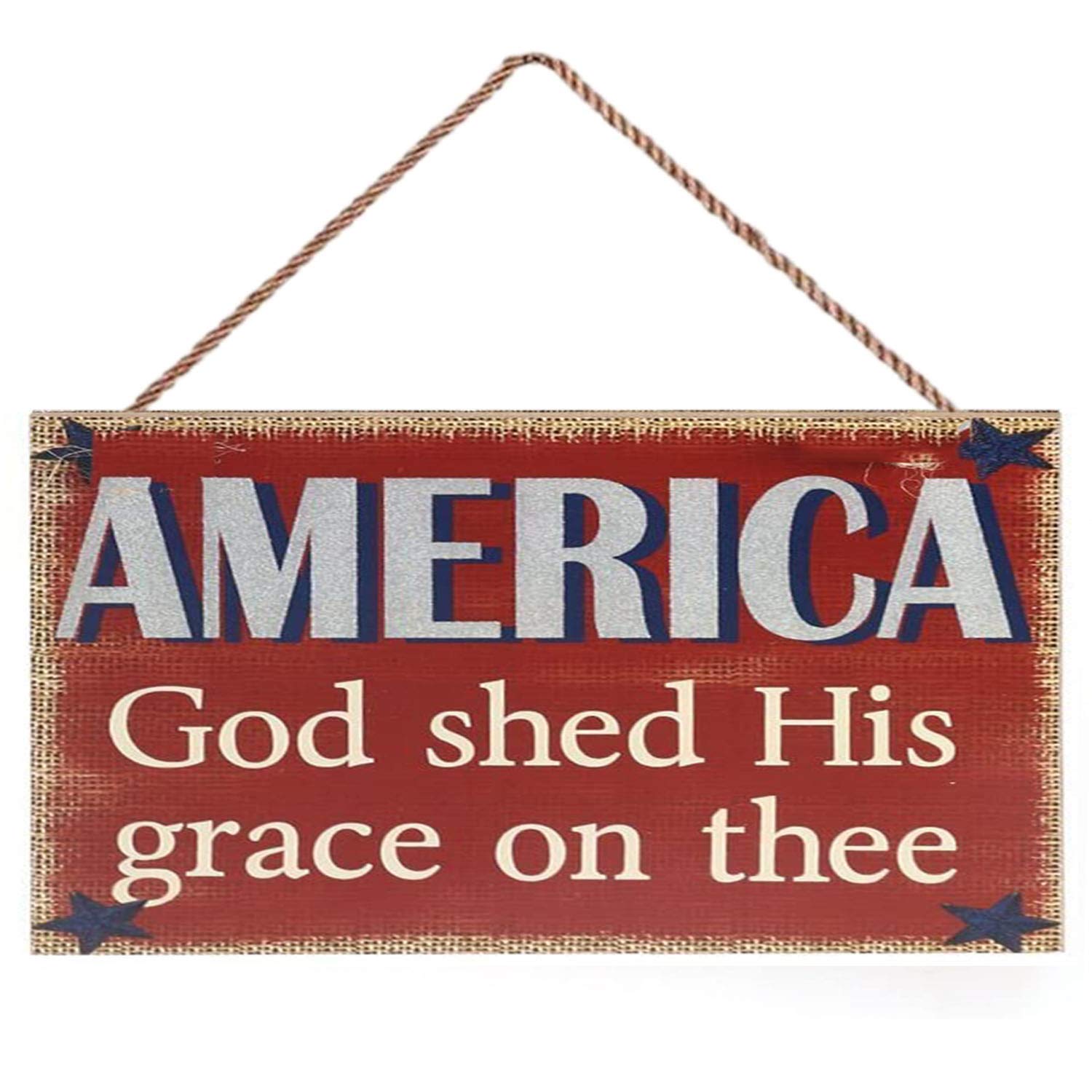 MAIYUAN 4th of July Wooden Plaque Hanging Signs Wall Decorations,Americana Independence Day Party Decorations (DLR-12)