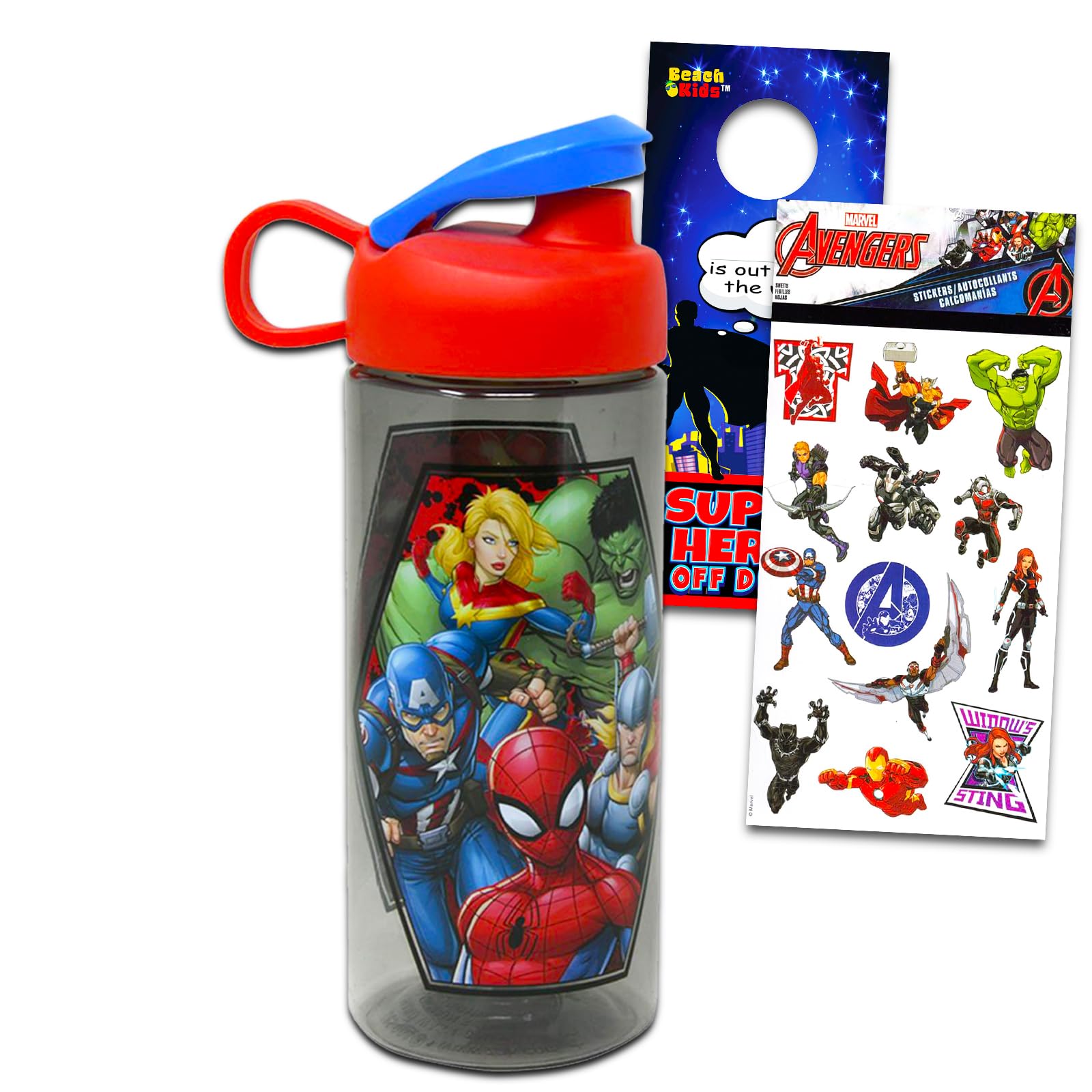 Marvel Avengers Plastic Water Bottle for Boys and Girls ~ 3pc Bundle with MCU Superheroes Reusable Water Bottle For Home, School
