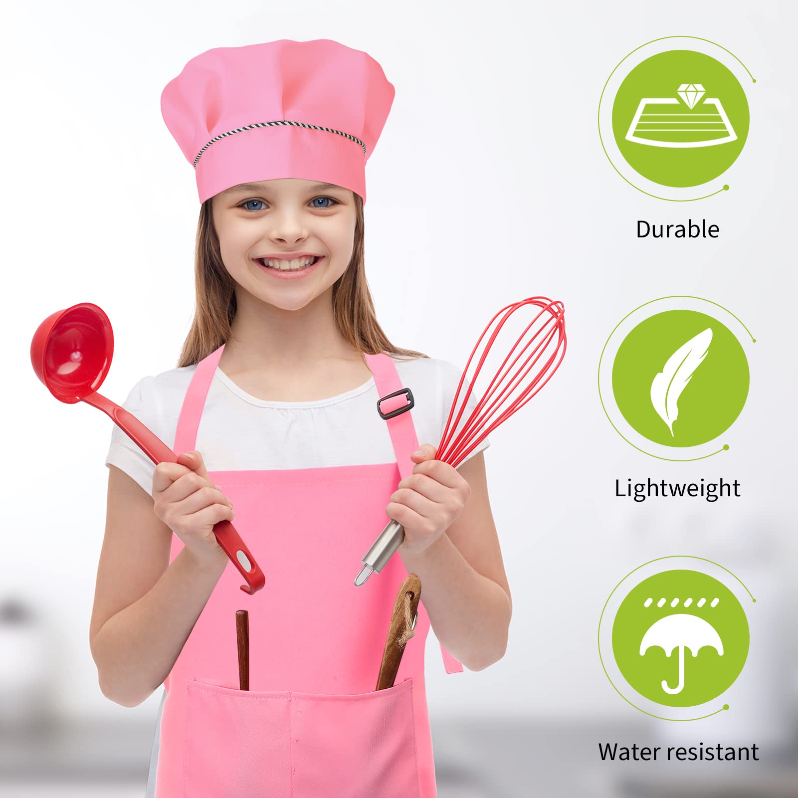 28 Pcs Kids Apron Bulk Chef Hat Set, Adjustable Children'S Bib Apron Boys Girls Aprons With 2 Pockets Chef Costume (Multicolor)