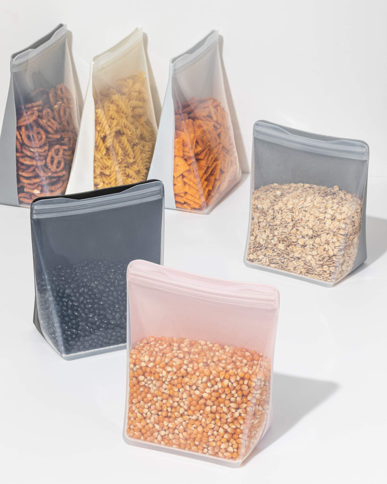 W&P Porter Silicone Reusable Storage Bag, Sandwich (50Oz Stand-Up), Cream, Food Storage Container, Microwave And Dishwasher Safe