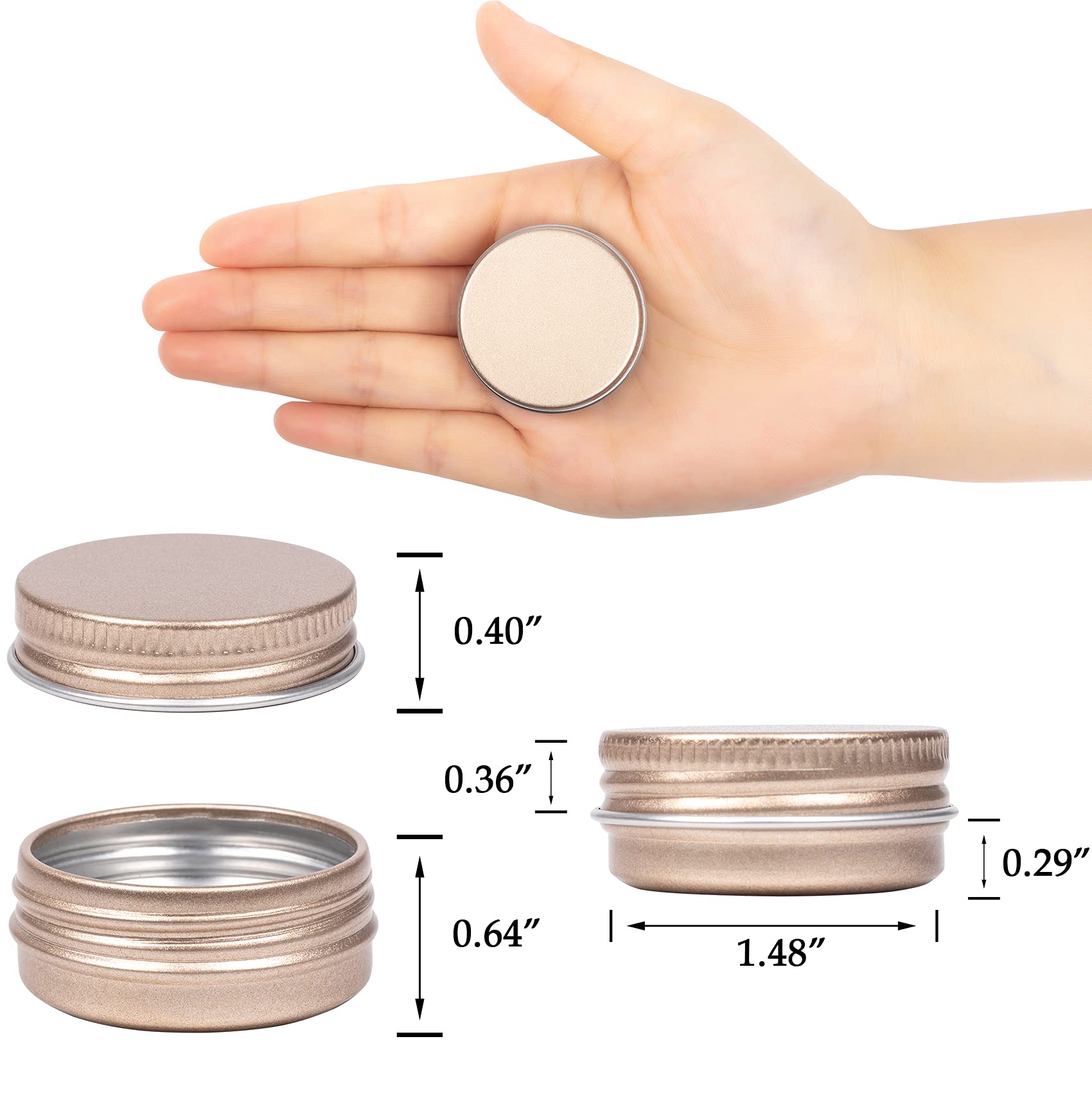 0.5 Oz Screw Top Aluminum Tin Jar With Screw Lid And Blank Labels (Champange - Pack Of 32)